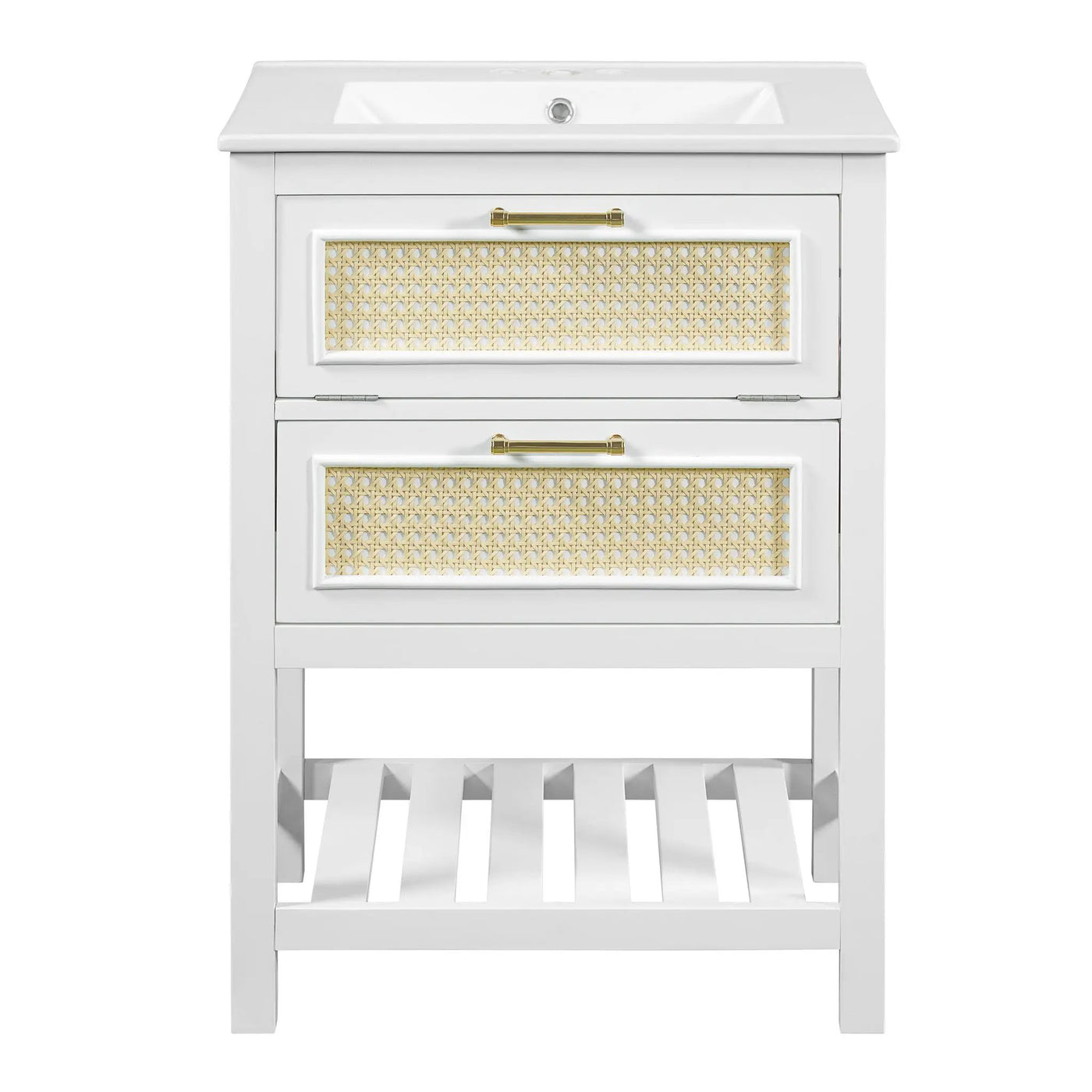 Modern Bathroom Vanity With Integrated Sink, Cabinet With 1 Deep Drawer And 1 Tip-Out Drawer by HouseOfZazla