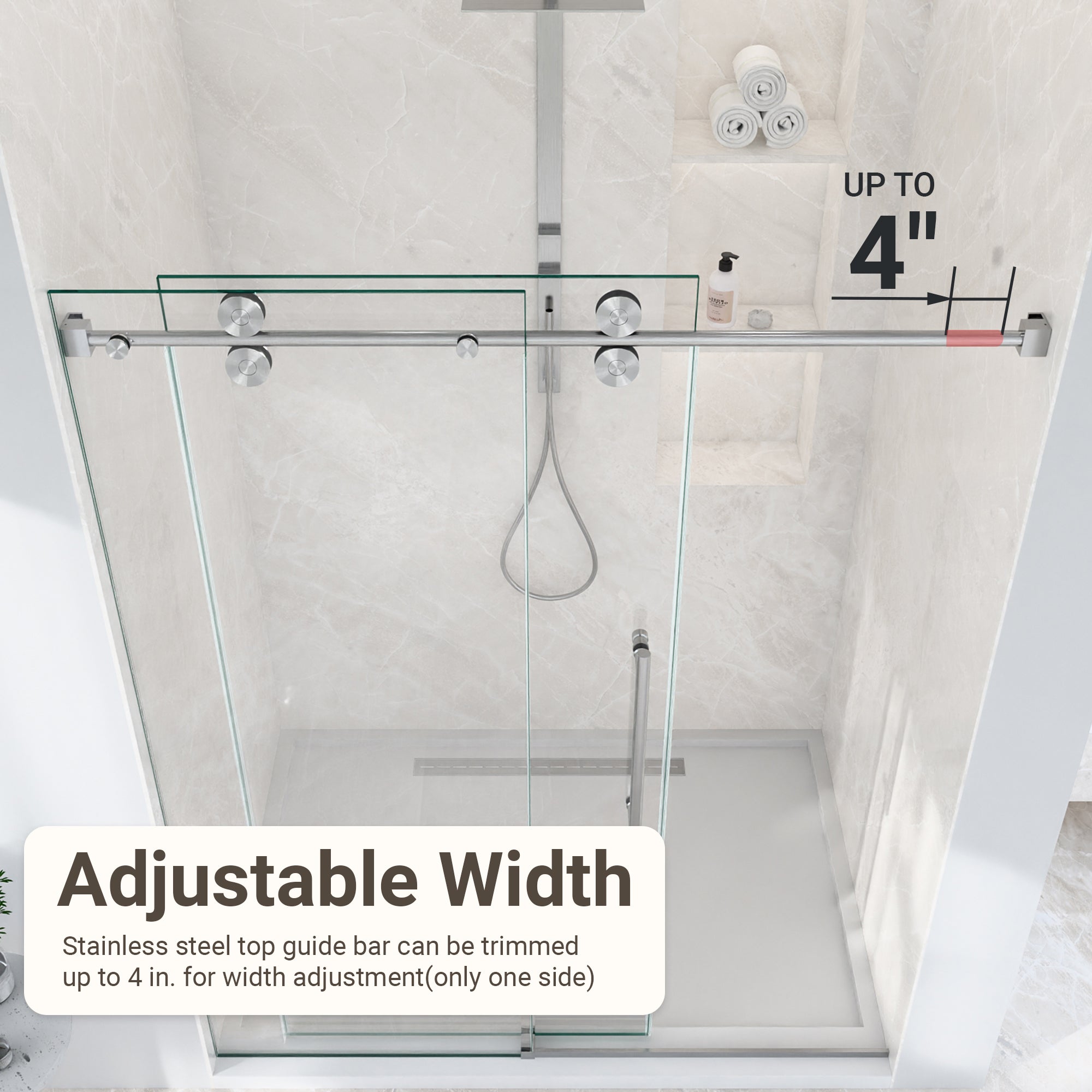 56-60"W x 72"H Frameless Sliding Shower Door – Clear Tempered Glass by HouseOfZazla