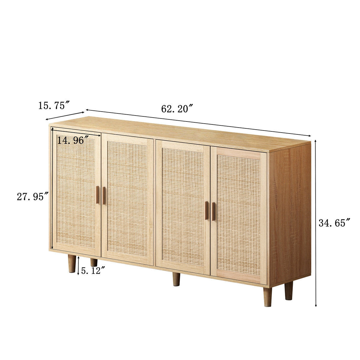 Elegant and Functional 4-Door Rattan Decorative Storage Cabinet, photo 3 of 10