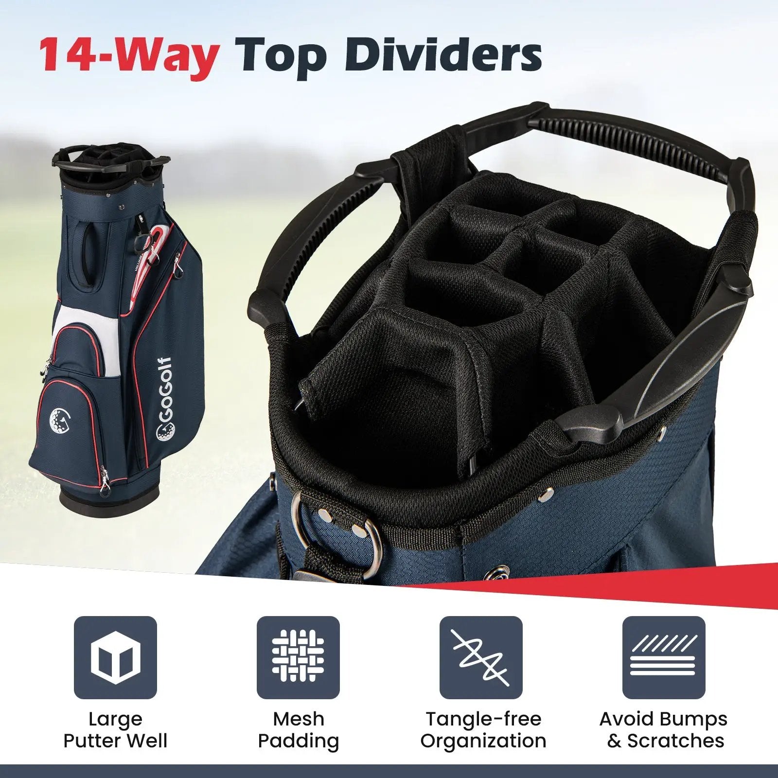 Golf Cart Bag Lightweight Portable Golf Club Organizer Bag by DirectDeals