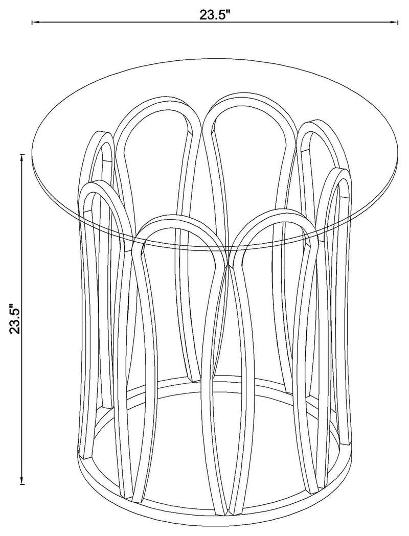 Monett Round Glass Top Side End Table Chocolate Chrome by Unique Piece Furniture