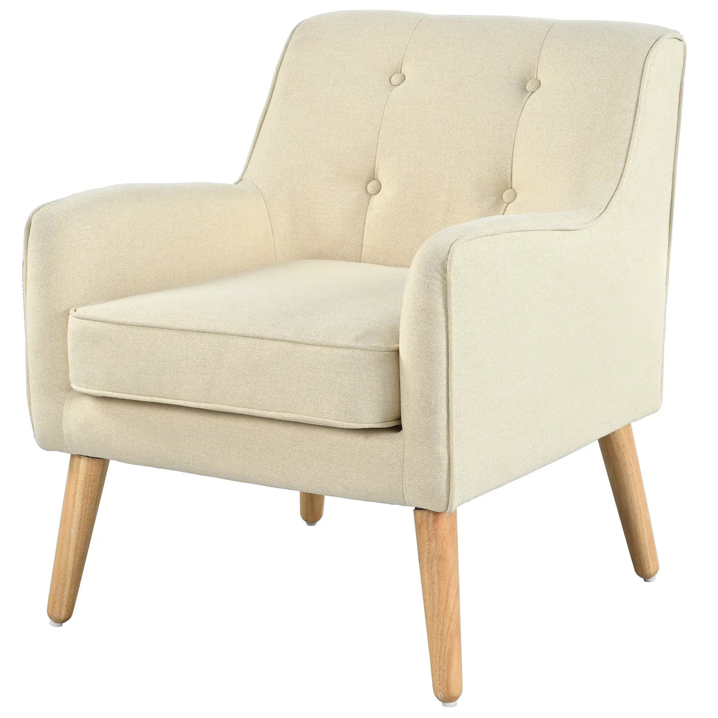 Mid-Century Modern Armchair - Tufted Fabric Accent Chair with Solid Wood Legs by HouseOfZazla