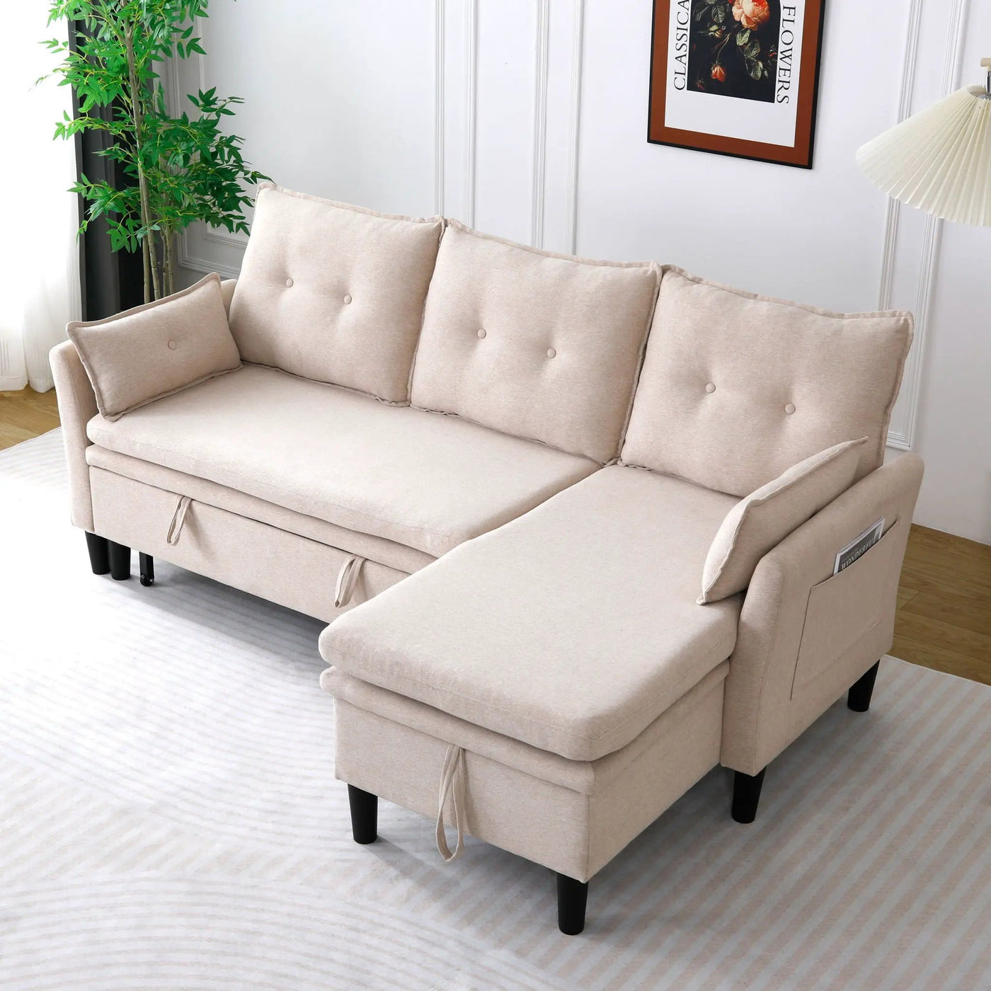 L-Shaped Reversible Chaise Sectional Sofa With Storage by HouseOfZazla