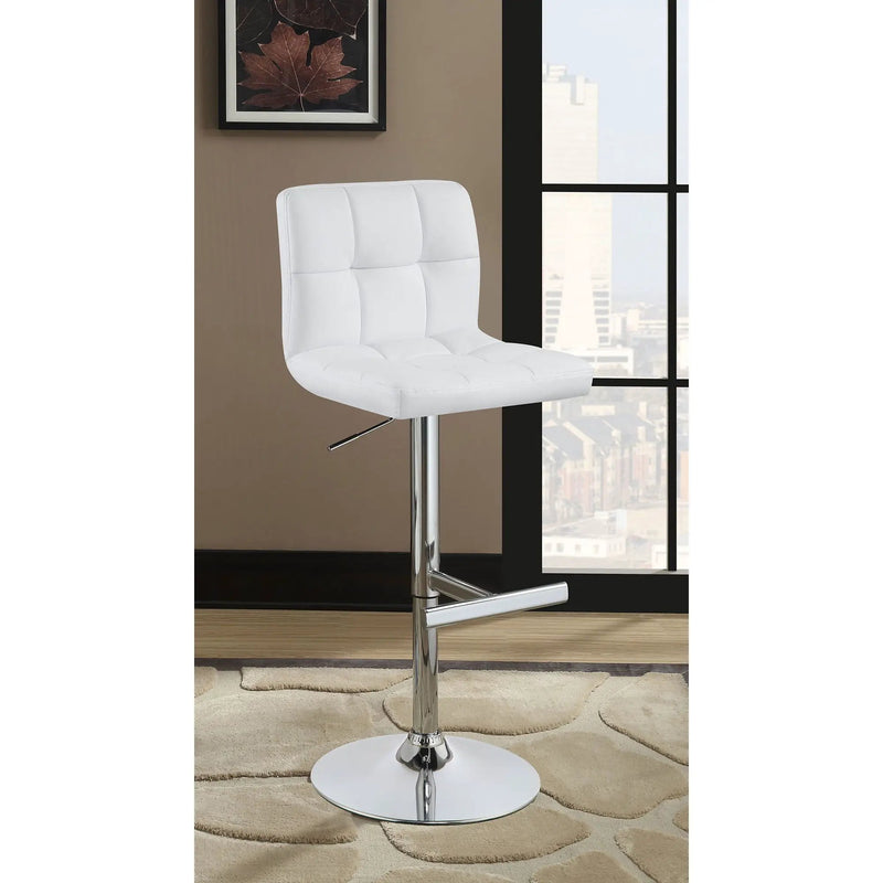 Lenny - Upholstered Adjustable Bar Stool (Set of 2) - White by HouseOfZazla
