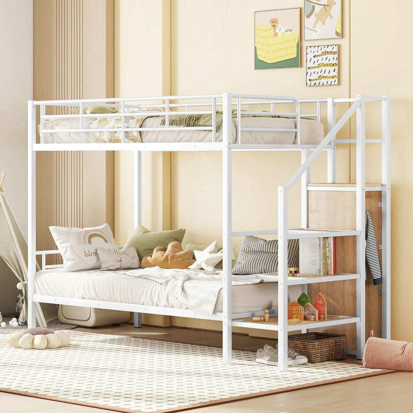 Bunk Bed With Lateral Storage Ladder And Wardrobe by HouseOfZazla