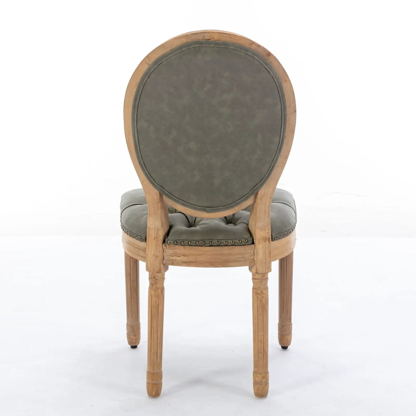 French Style Solid Wood Frame Antique Painting, Hand-Pulled Buckle Decoration Artificial Dining Chair With Nailhead Trim, Wood Legs by HouseOfZazla