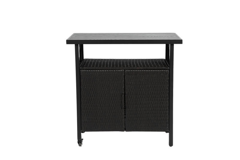 Outdoor Wicker Bar Cart with Wheels by HouseOfZazla