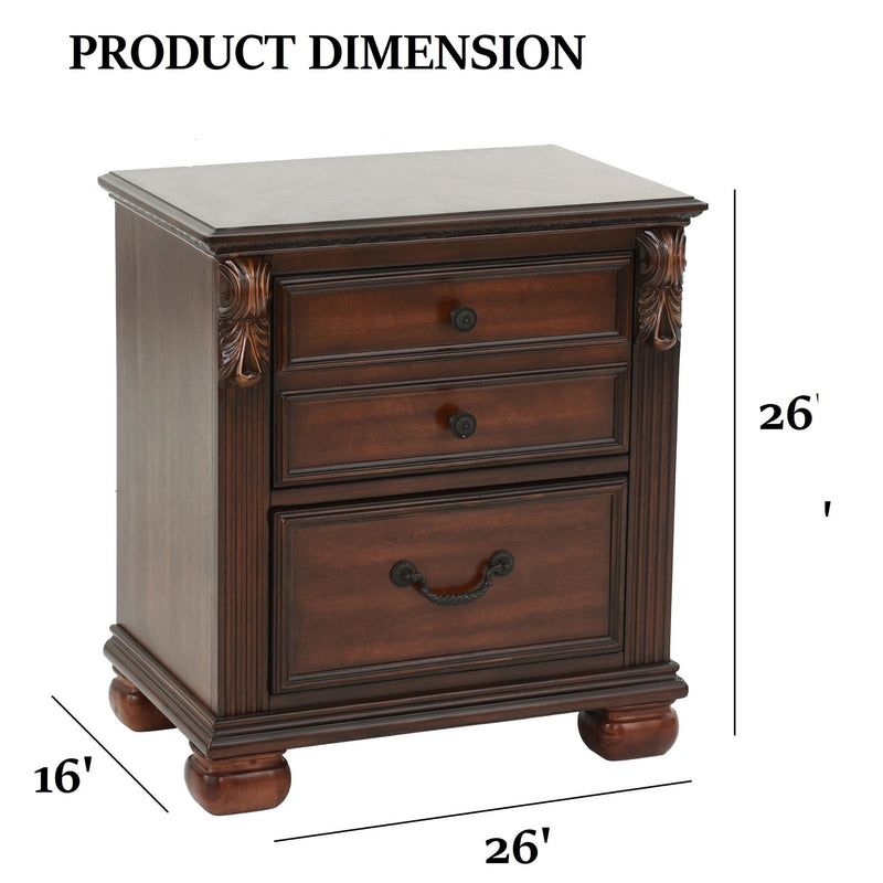 3 Piece Bedroom Set, Elegant Panel Bed With 2 Nightstands by HouseOfZazla