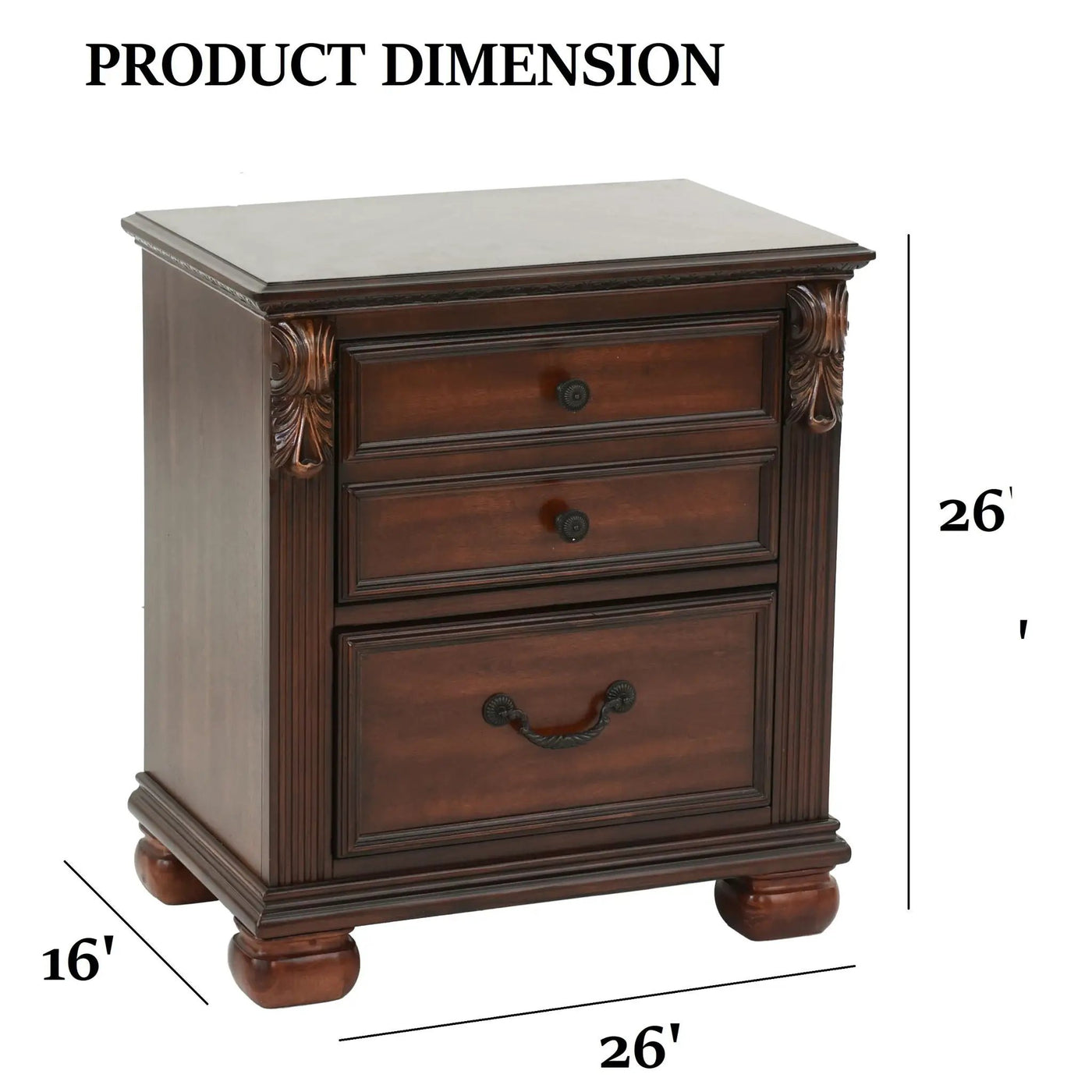 3 Piece Bedroom Set, Traditional Bed With 2 Nightstands by HouseOfZazla