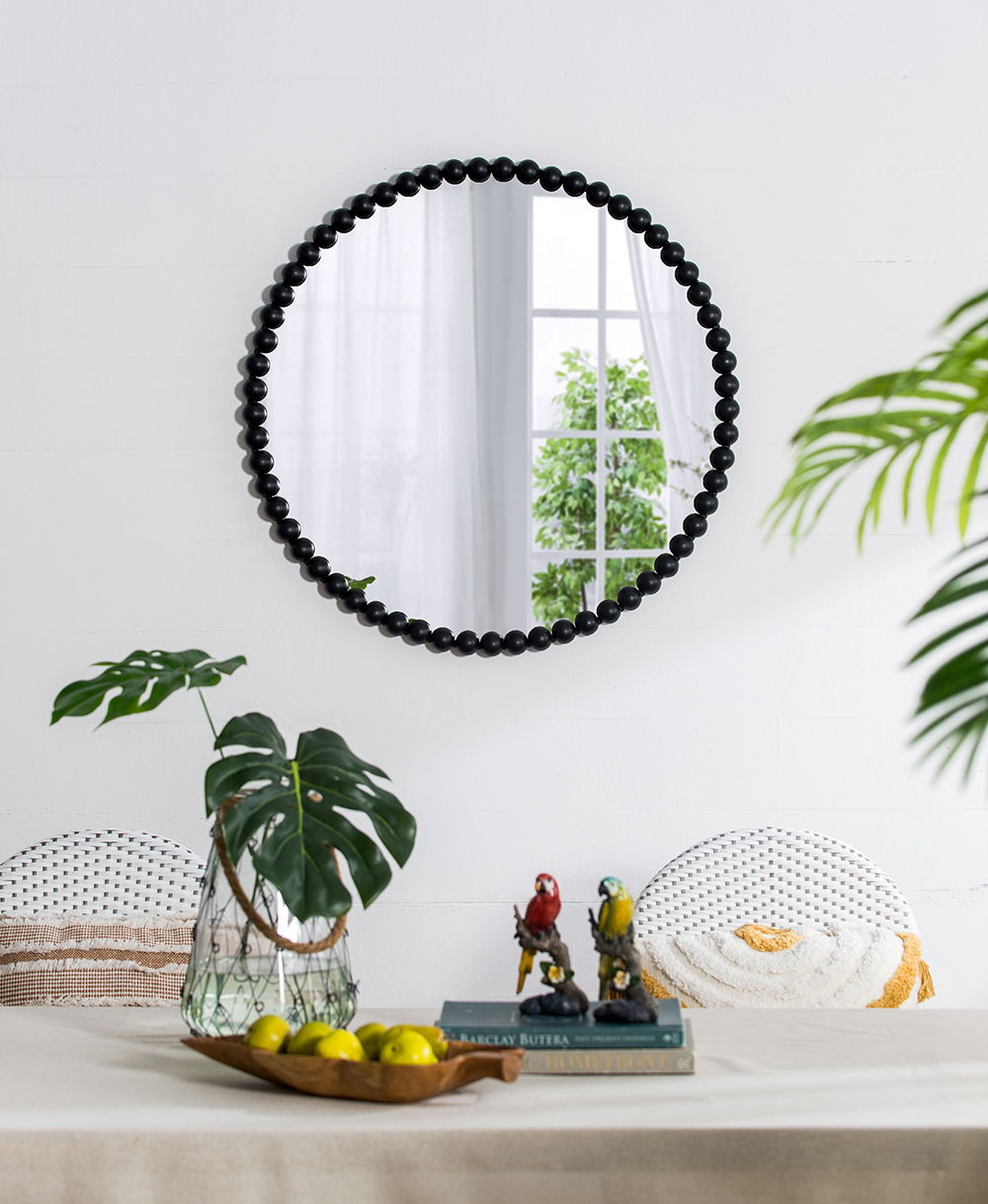 Circle Mirror With Metal Beaded Frame, photo 3 of 9