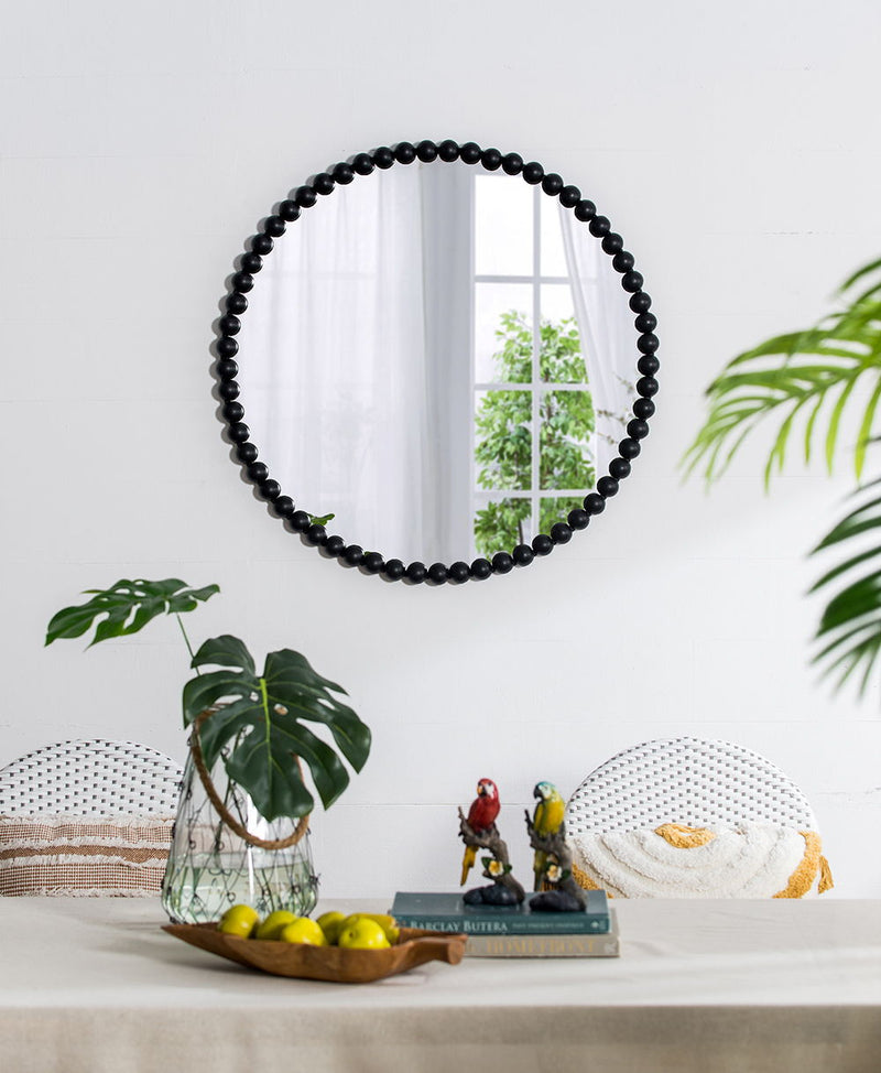 Circle Mirror With Metal Beaded Frame, photo 3 of 9