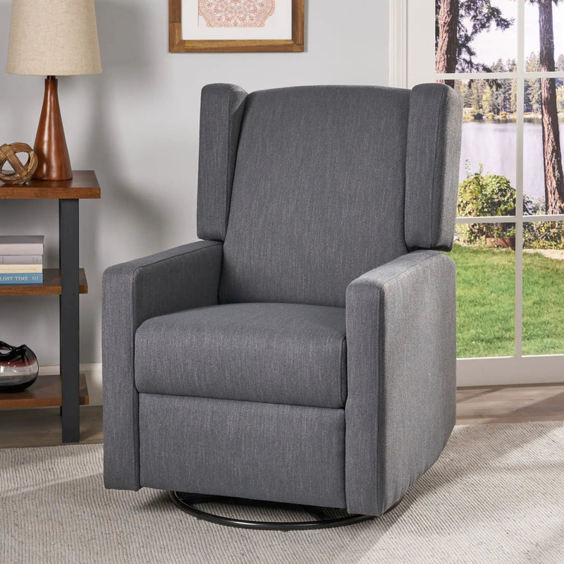 Landau Contemporary Fabric Upholstered Swivel Recliner by HouseOfZazla