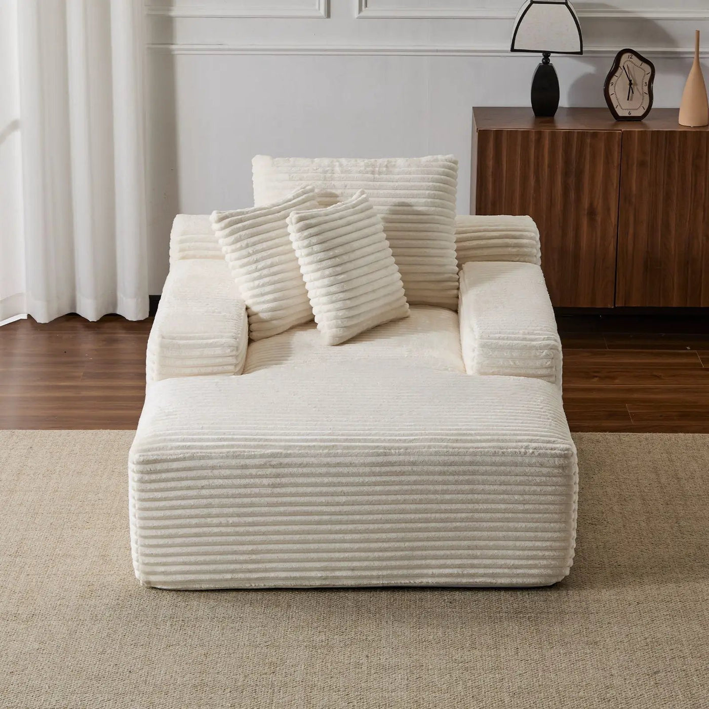 Oversized Chaise Lounge Chair Cozy Cloud Couch With 3 Throw Pillows And Wide Armrest by Unique Piece Furniture