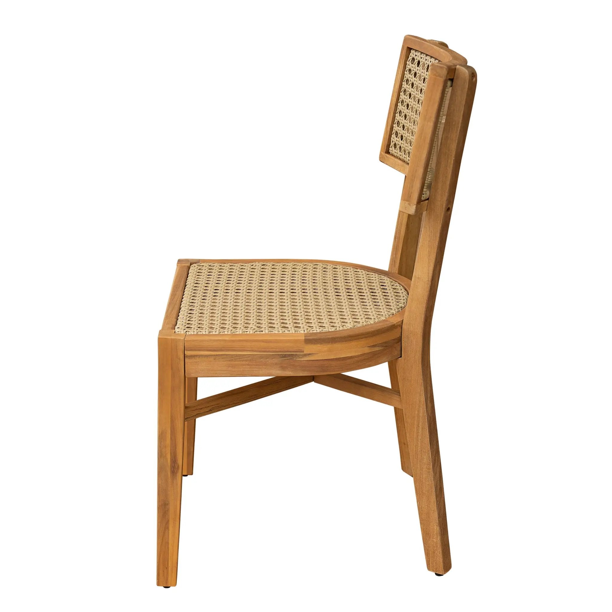 Netro Acacia Wood Dining Chair with Light Brown Wicker by HouseOfZazla