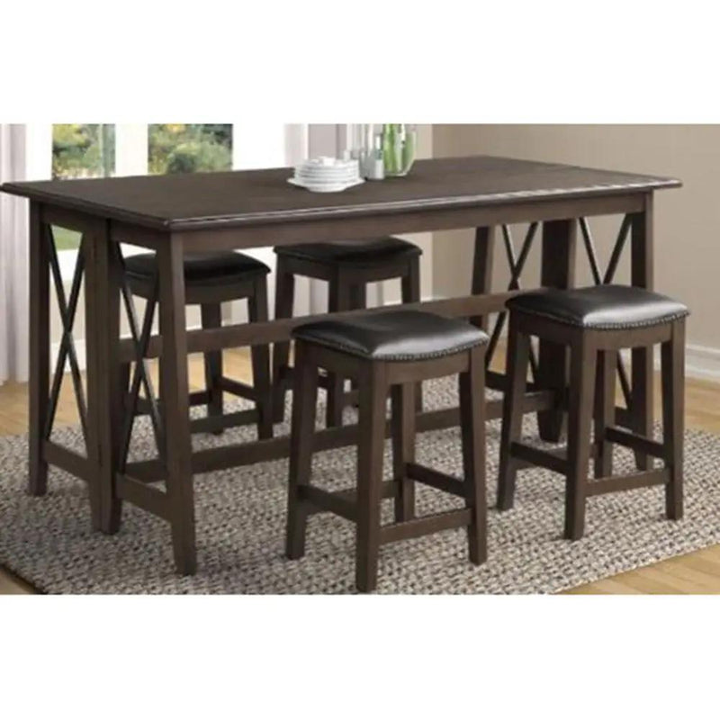 Drop Leaf Table With 4 Stools - Dark Brown by Unique Piece Furniture