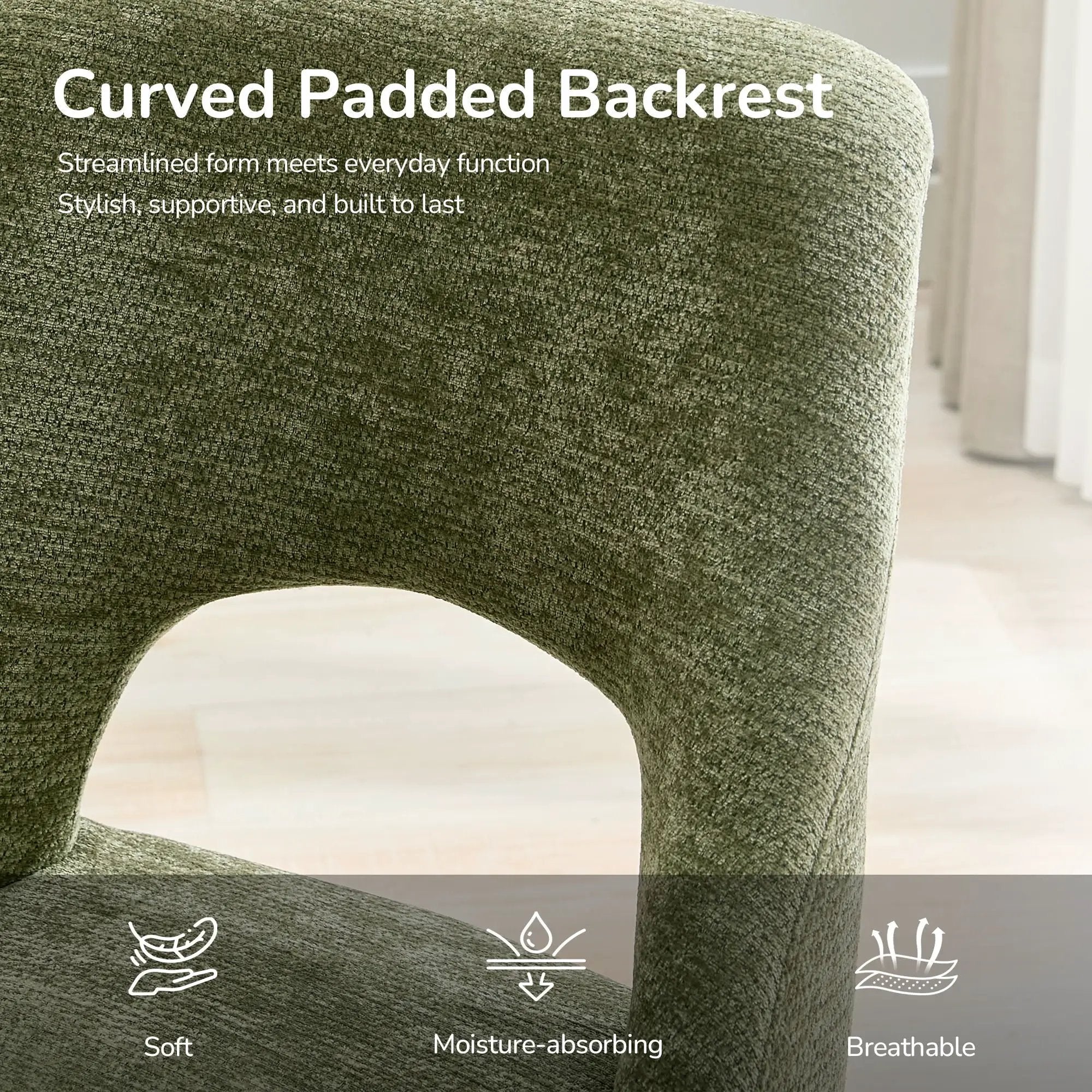 Upholstered Dining Chair With Curved Legs (Set of 2) - Green by HouseOfZazla