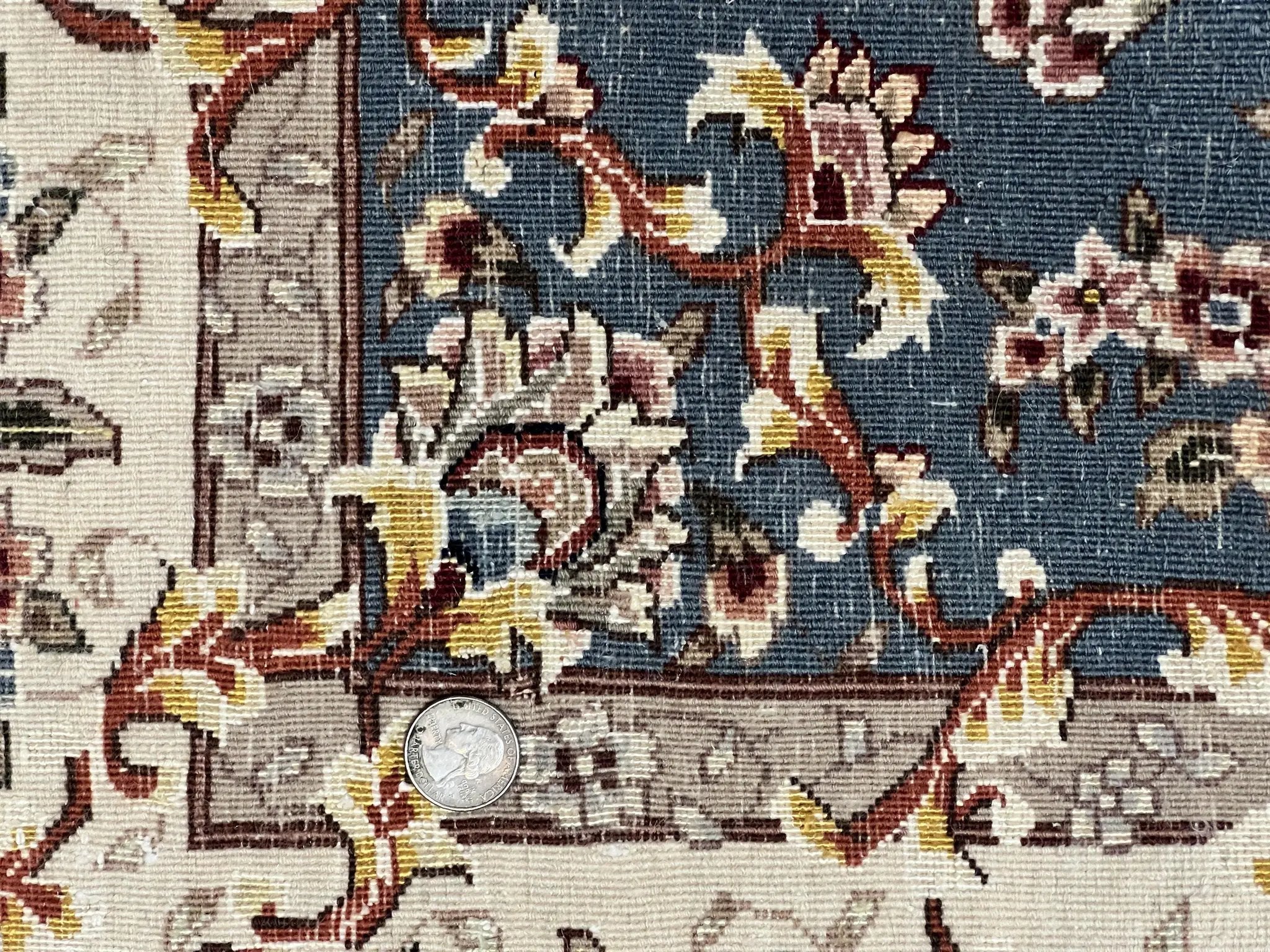 Sino Persian Rug 4x6, Very Fine Oriental Carpet, Handmade Rug 4 x 6, Floral Allover Vintage Traditional Wool & Silk Highlights, 200 KPSI by Jewel Rugs