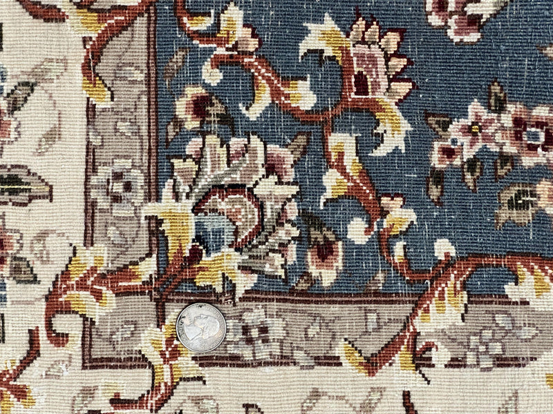 Sino Persian Rug 4x6, Very Fine Oriental Carpet, Handmade Rug 4 x 6, Floral Allover Vintage Traditional Wool & Silk Highlights, 200 KPSI by Jewel Rugs