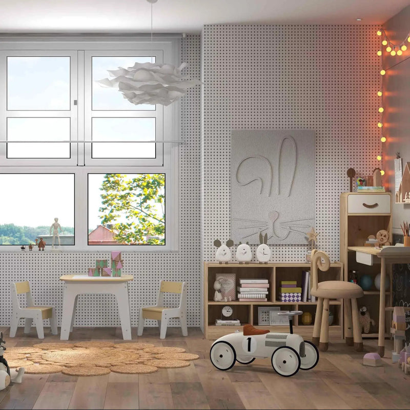3-Piece Kid’s Room Bundle: Twin Size Wooden House Bed + Kid's Table and Chairs Set + Kids 2-Shelf Bookcase by DirectDeals