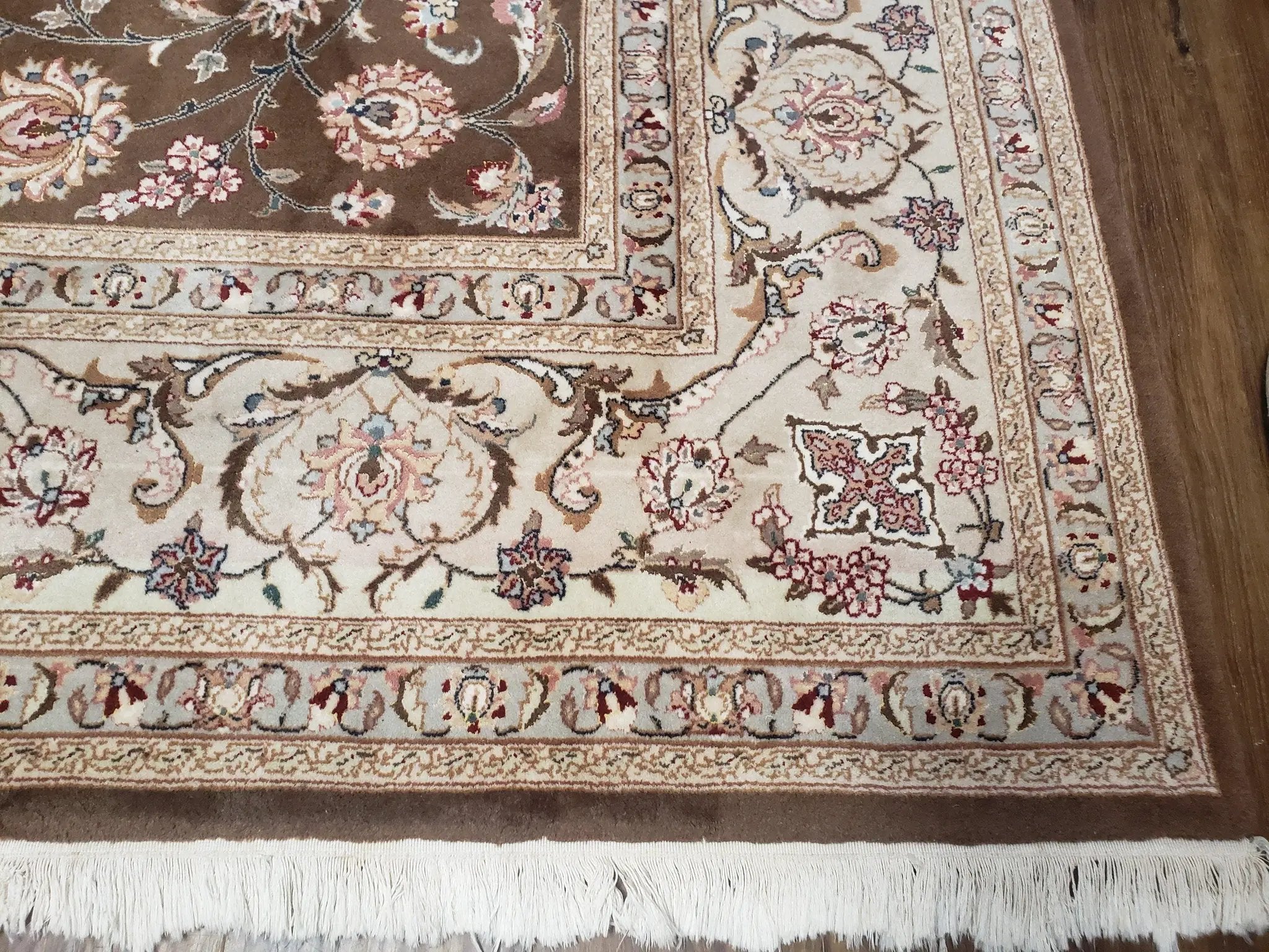 Vintage Pak-Persian Area Rug 9x12, Wool Hand-Knotted Spice Brown & Ivory Traditional Fine Oriental Carpet, Pakistani Carpet, 9 x 12 Fine Rug by Jewel Rugs