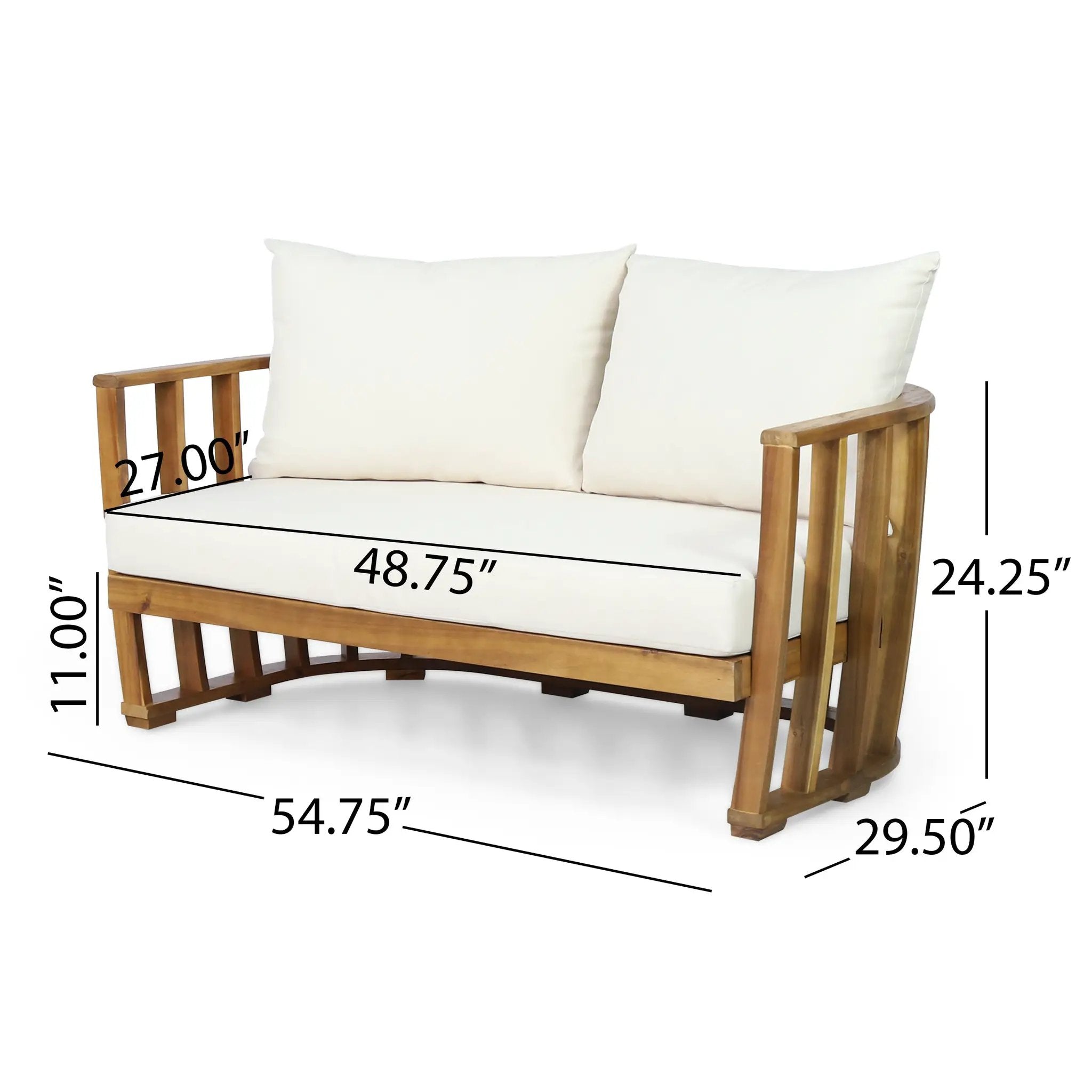 Outdoor Acacia Wood Loveseat and Coffee Table Set with Cushions by HouseOfZazla