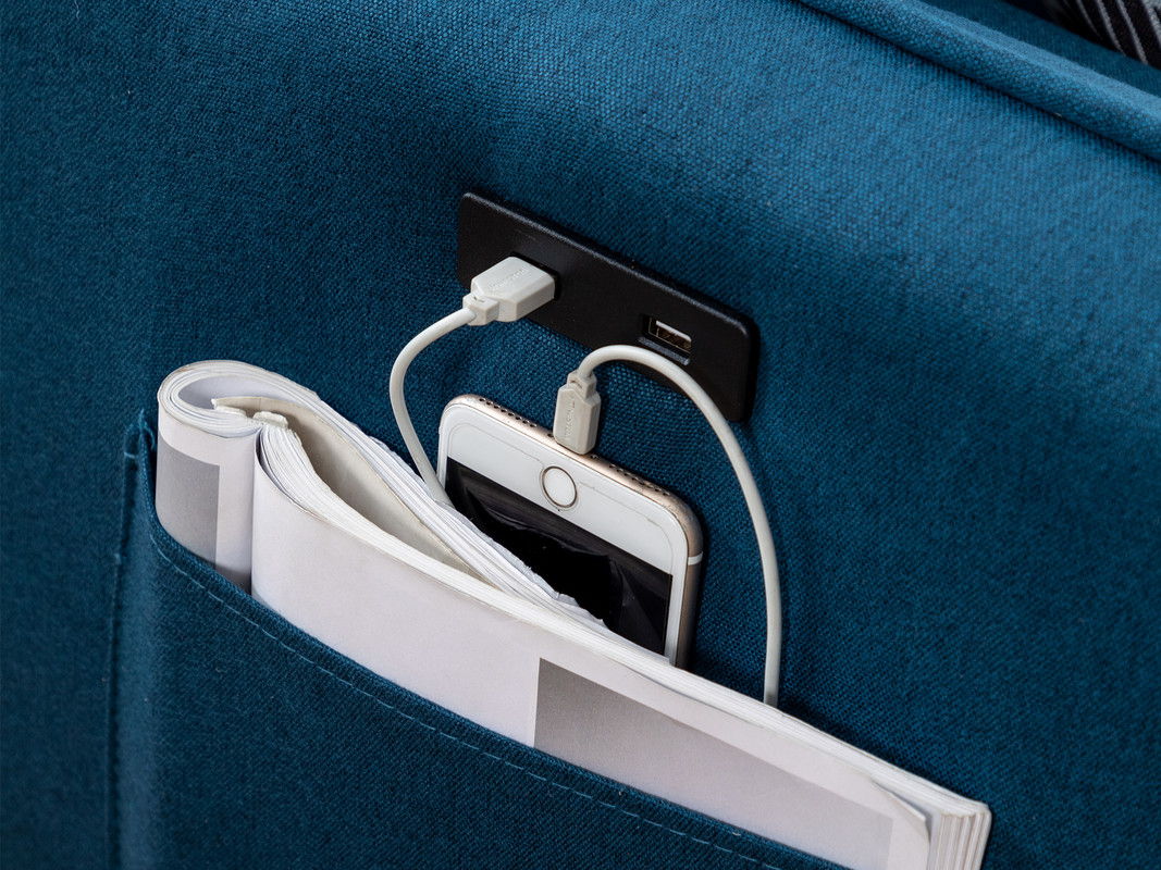 Mia Sectional Sofa Chaise With USB Charger And Pillows, photo 3 of 10