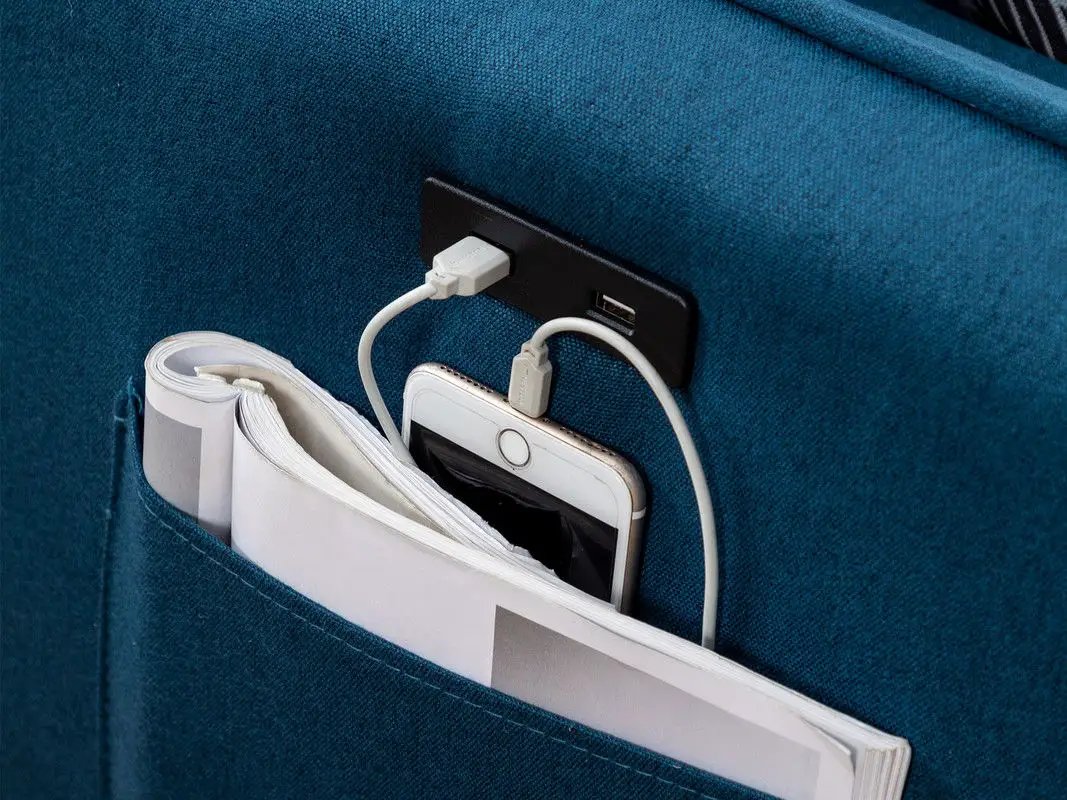 Mia - Sectional Sofa Chaise With USB Charger And Pillows by HouseOfZazla