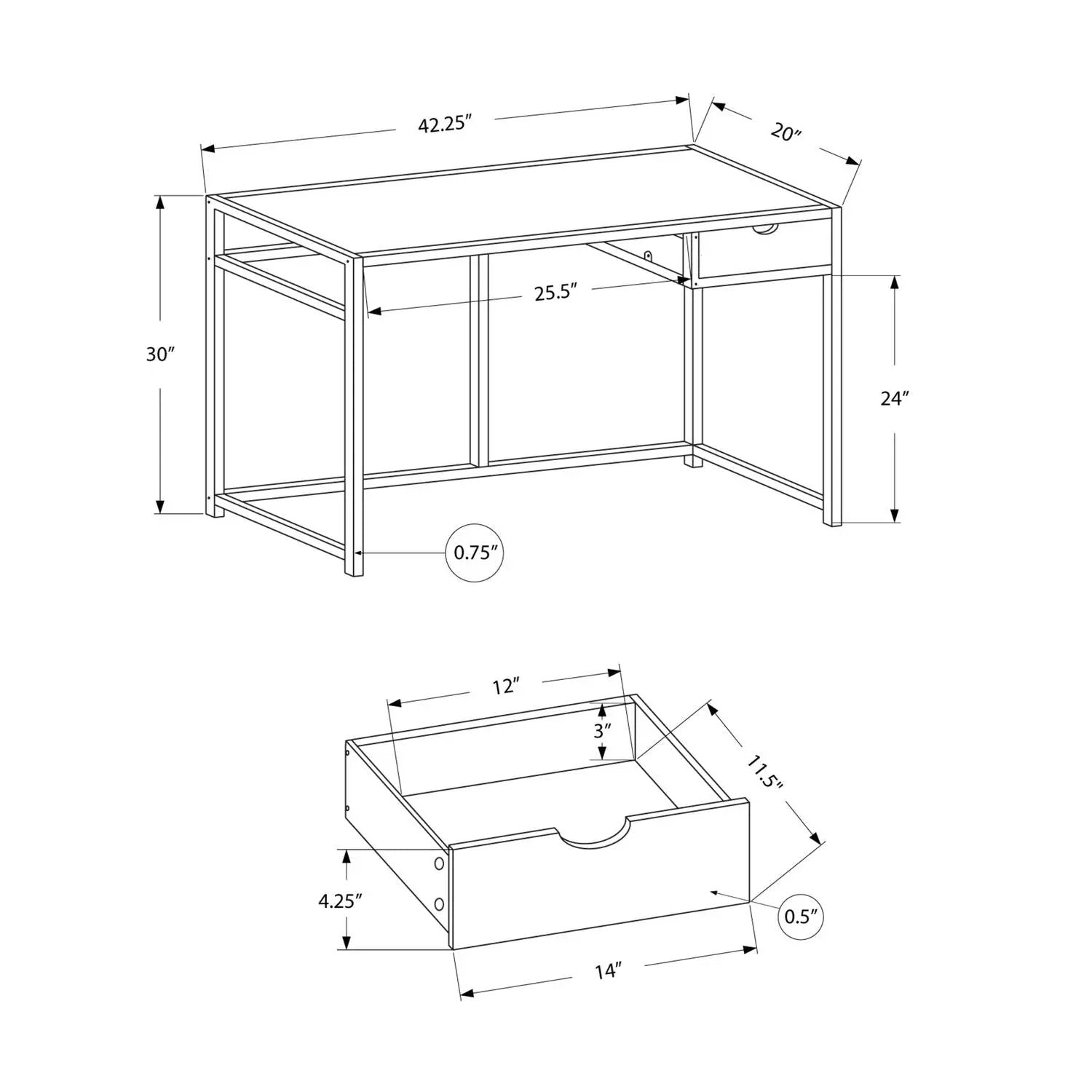 Computer Desk For Home Office, Laptop, 1 Storage Drawer, Contemporary & Modern by Unique Piece Furniture