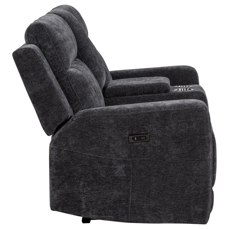 Kennett Chenille Upholstered Power Reclining Loveseat Grey by Unique Piece Furniture