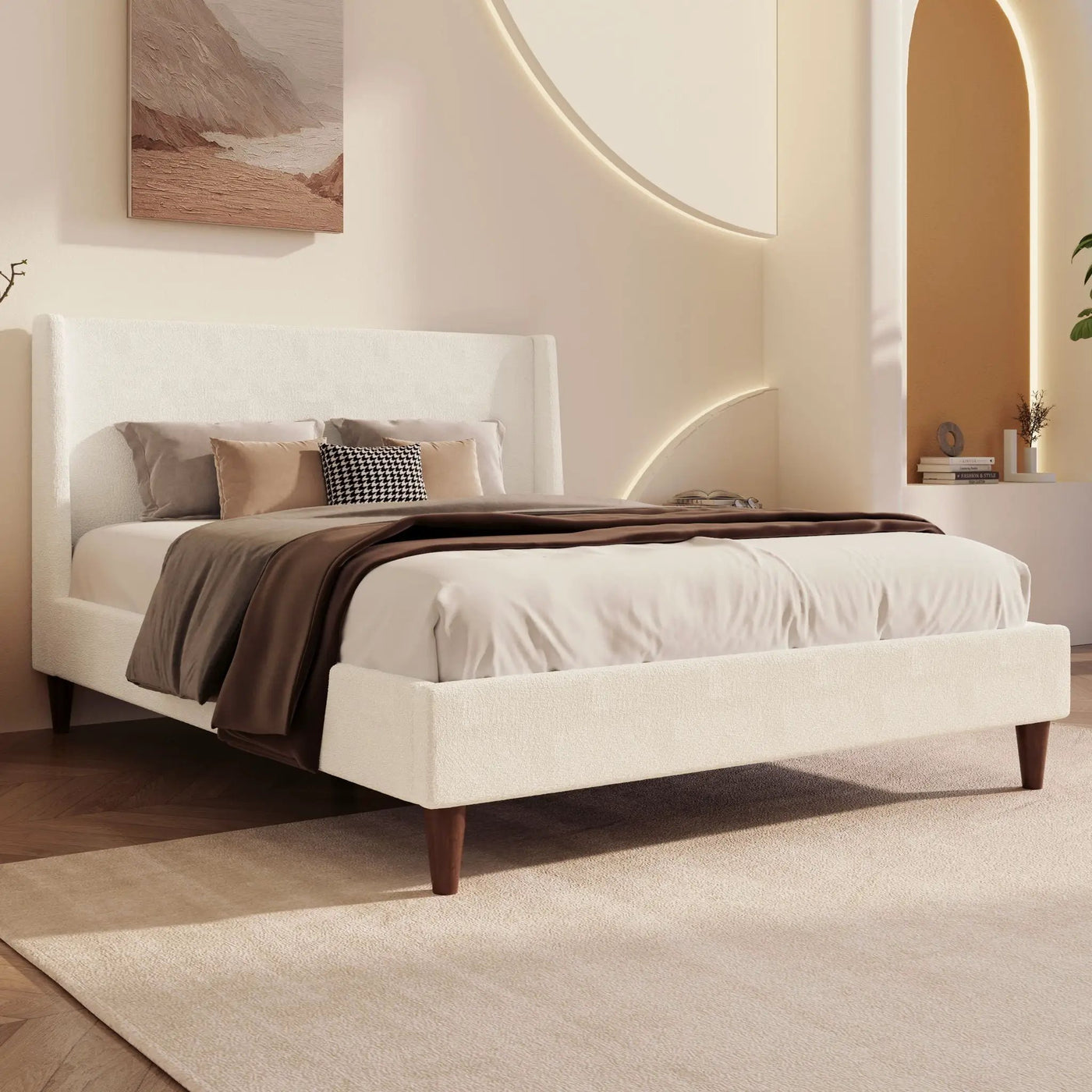 Upholstered Modern Platform Bed With Wingback Headboard by HouseOfZazla