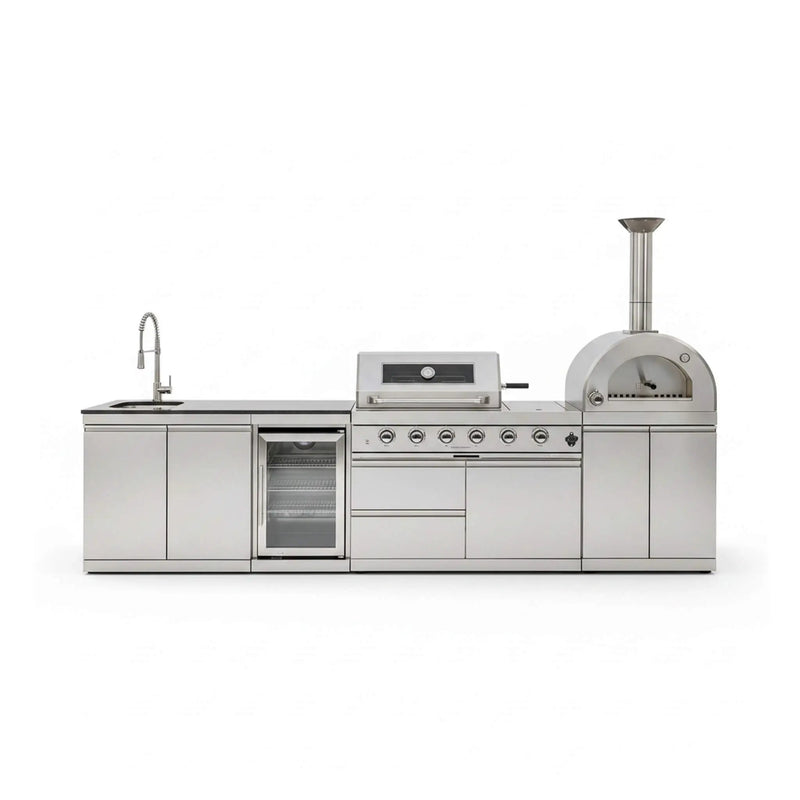 Blazon 125-Inch 4-Burner 108K BTU Outdoor Kitchen Island With Pizza Oven, Rotisserie & Refrigerator (SAK55768) by SAKSBY WHOLESALE