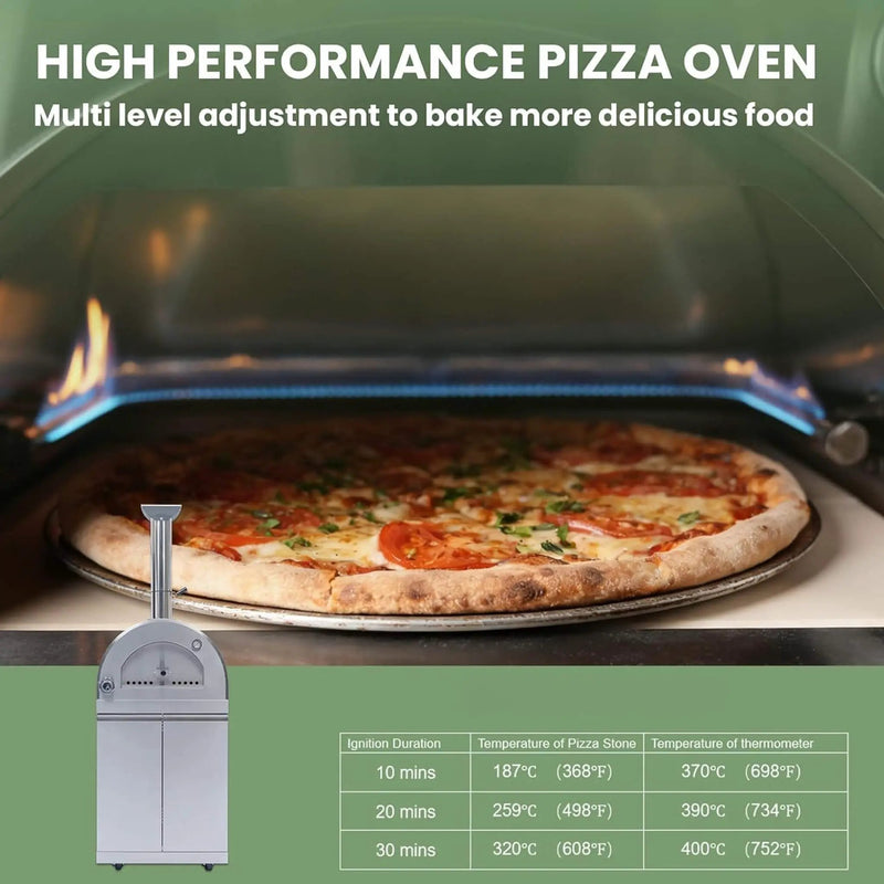 Blazon 125-Inch 4-Burner 108K BTU Outdoor Kitchen Island With Pizza Oven, Rotisserie & Refrigerator (SAK55768) by SAKSBY WHOLESALE