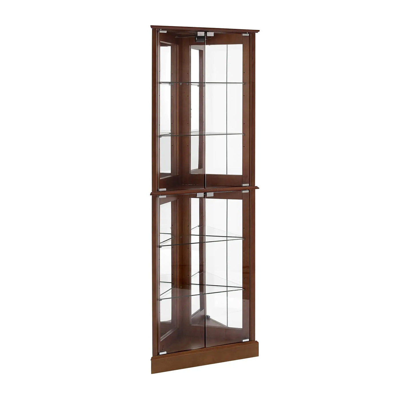 Corner Curio Dispaly Cabinet With Lights, Adjustable Tempered Glass Shelves, Mirrored Back (E26 Light Bulb Not Included) by HouseOfZazla