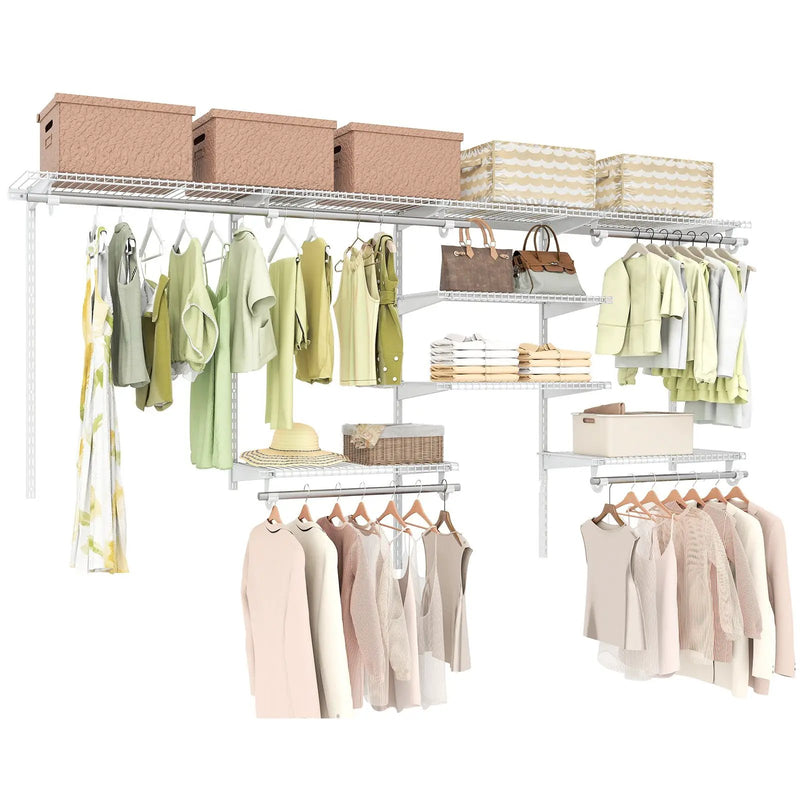 4-8 Feet Closet Organizers and Storage System with Hanging Rod for Laundry Bedroom by DirectDeals