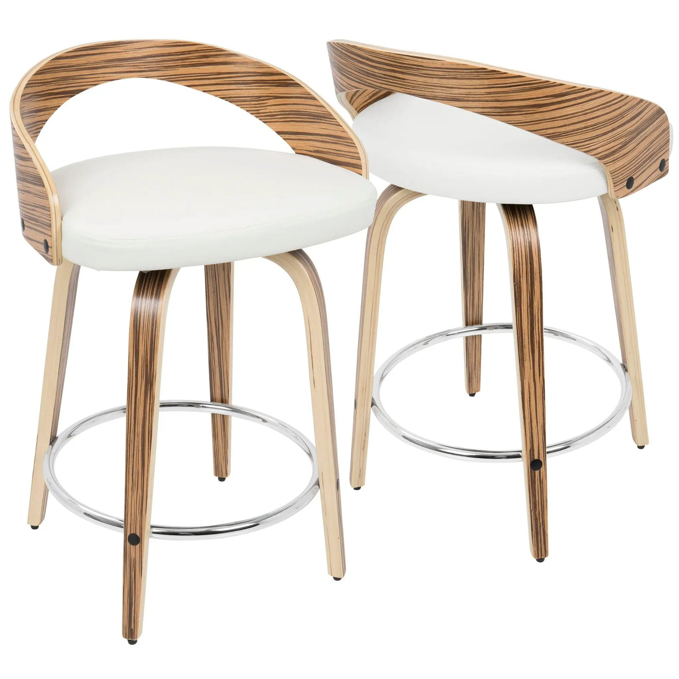 Grotto - Contemporary Fixed Height Counter Stool & Swivel With Round Footrest (Set of 2) by HouseOfZazla
