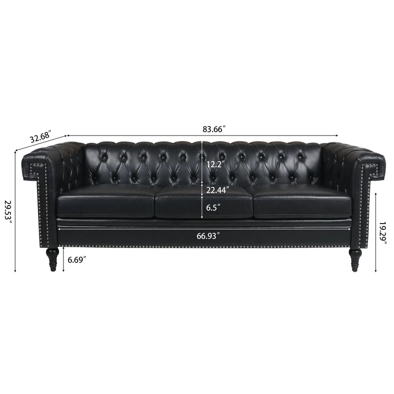 Traditional Square Arm Removable Cushion 3 Seater Sofa by HouseOfZazla