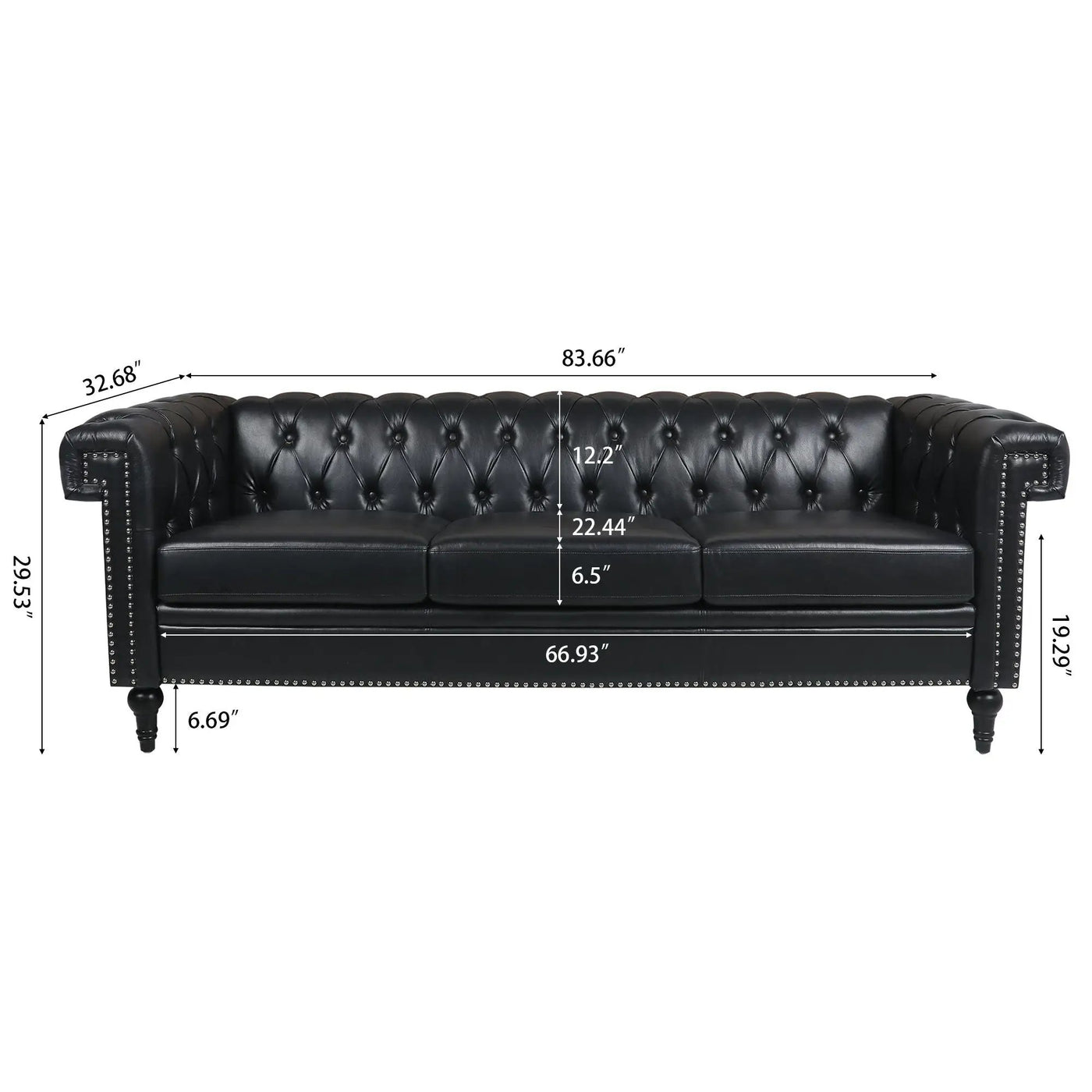 Traditional Square Arm Removable Cushion 3 Seater Sofa by Unique Piece Furniture