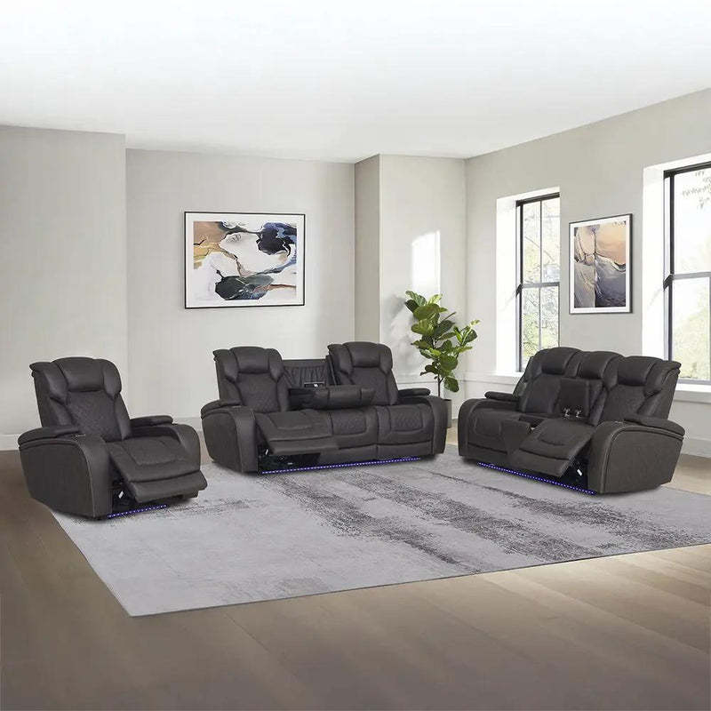 Wendell - Power Motion Recliner With Storage, USB & LED - Dark Gray by Unique Piece Furniture