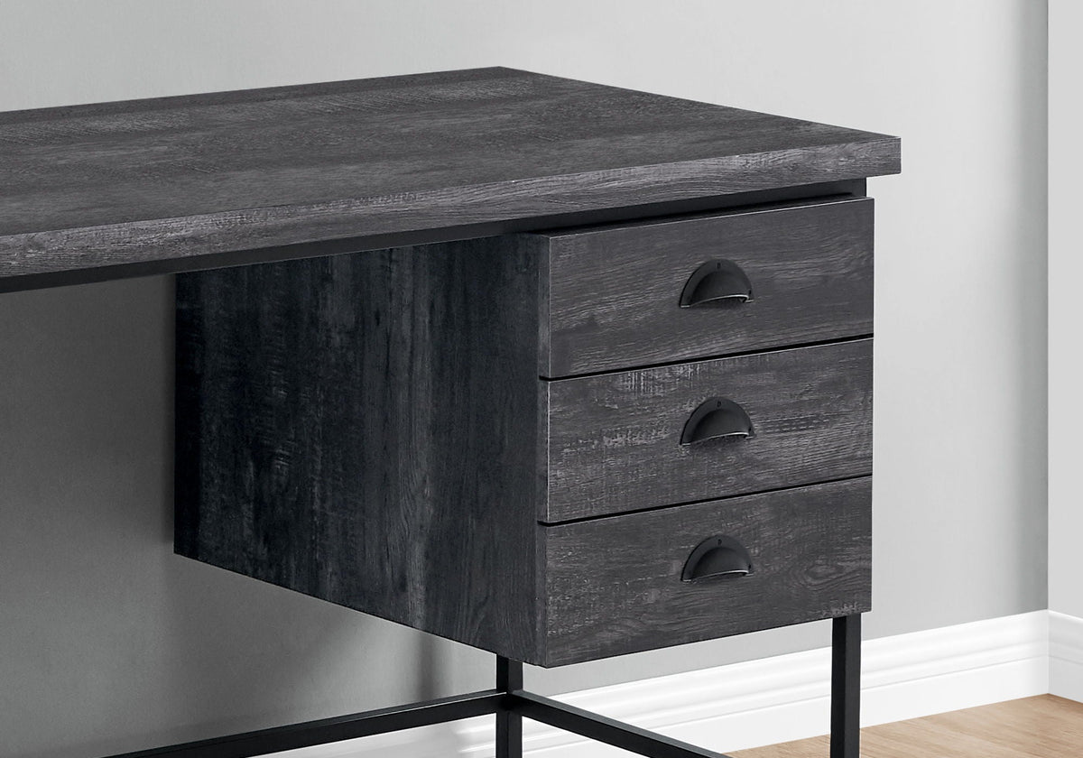 Contemporary Computer Desk with 3 Storage Drawers - Dark Gray, Gray, or Dark Brown, photo 4 of 12
