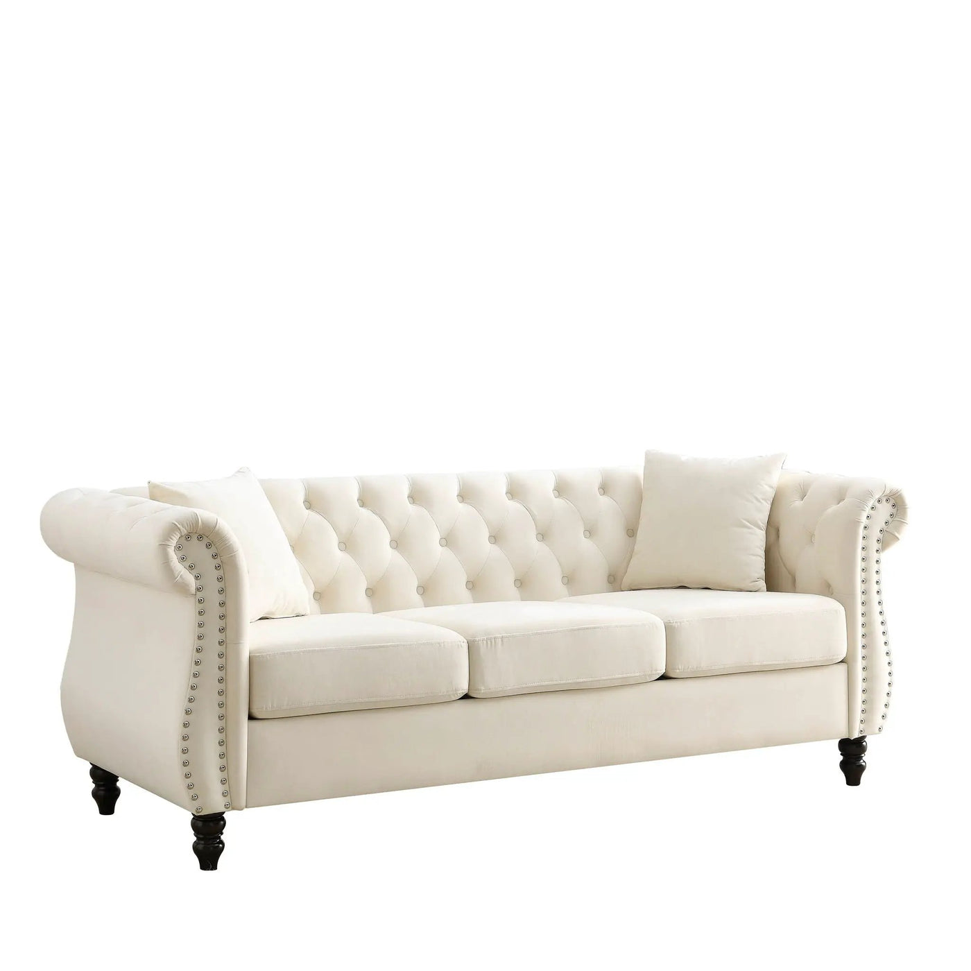 Chesterfield Sofa With Rolled Arms And Nailhead Trim by HouseOfZazla
