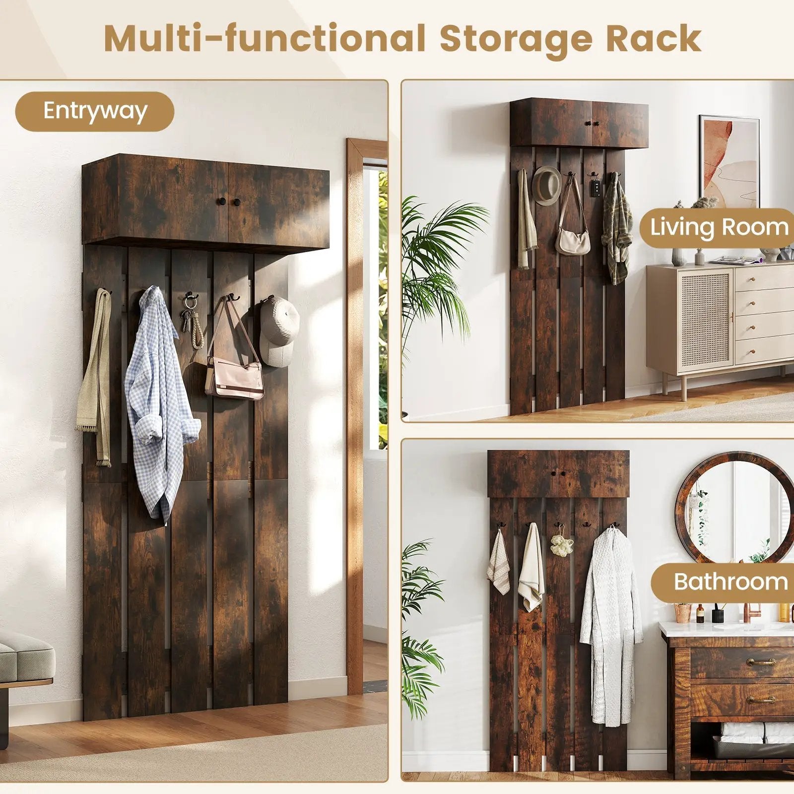 Entryway Wall Coat Rack Wall Mounted Coat Clothes Rack by DirectDeals