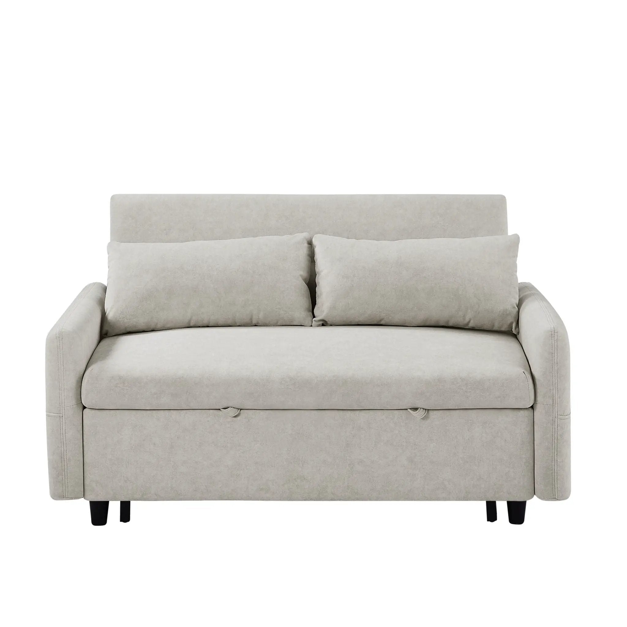 Pull Out Sleep Sofa Bed Loveseats Sofa Couch With Adjsutable Backrest, Storage Pockets, 2 Soft Pillows, USB Ports For Living Room, Bedroom, Apartment, Office by HouseOfZazla