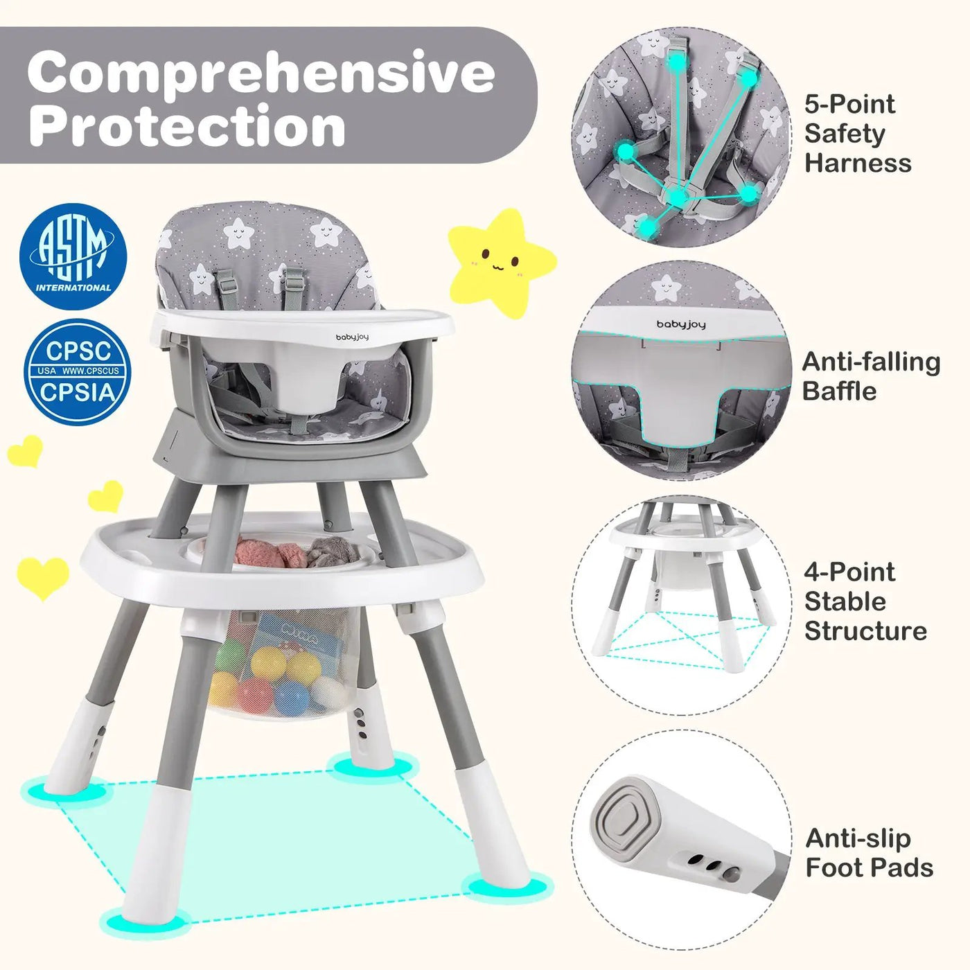 16-in-1 Baby High Chair with Activity Center and Booster Seat for Babies and Toddlers by DirectDeals