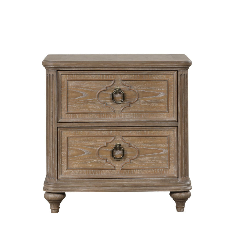 1 Piece Nightstand, Bedside Table With USB A And USB C Ports - Oak / Rustic by Unique Piece Furniture