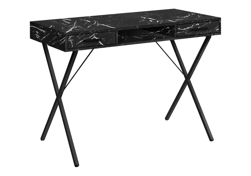 Computer Desk, Home Office, Laptop, Left, Right Set-Up, Storage Drawers, Work, Marble Look Laminate, Contemporary, Modern - Black by Unique Piece Furniture