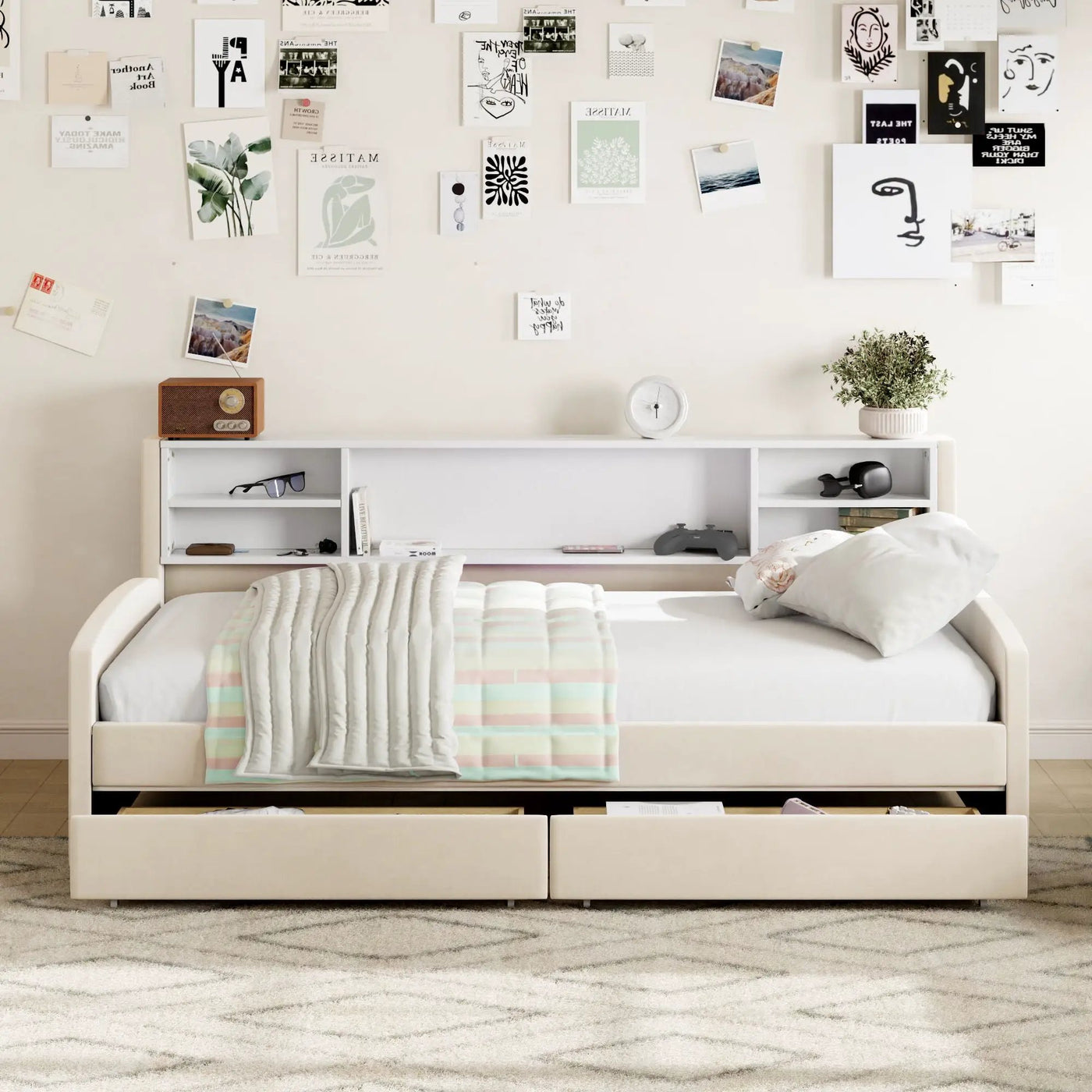Luxurious Upholstered Platform Bed With Storage Drawers by HouseOfZazla