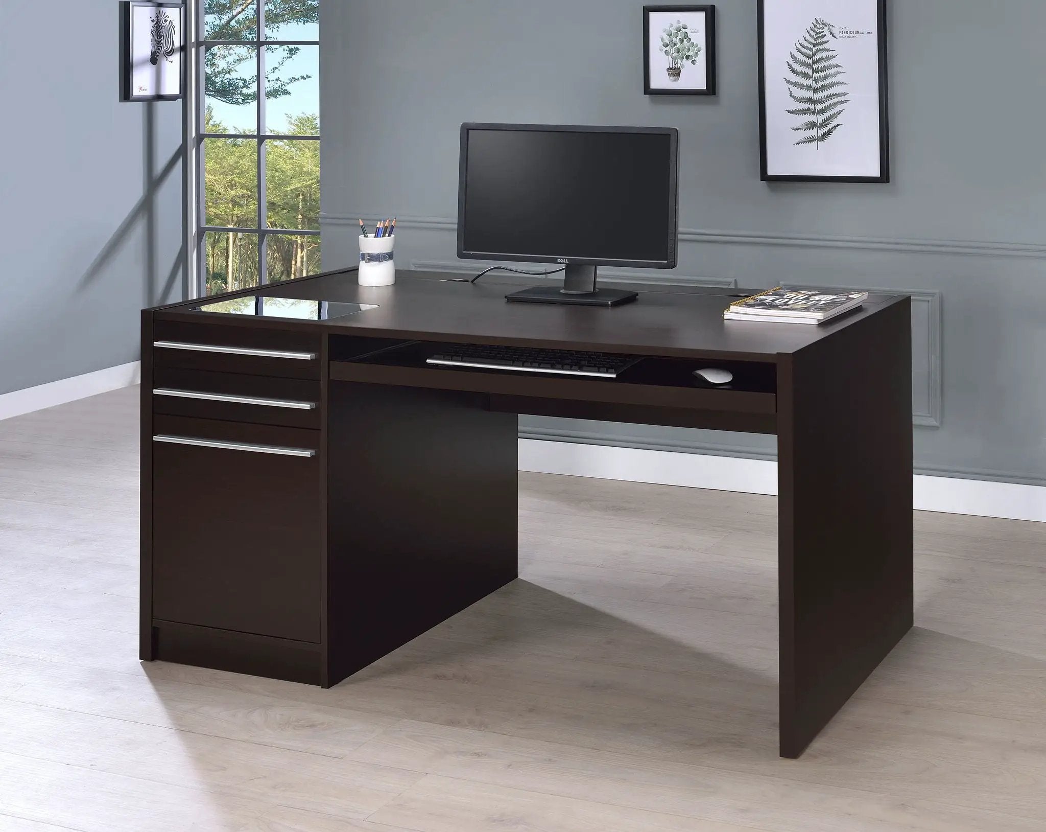 Halston 60-inch 3-drawer Office Computer Desk Cappuccino by Unique Piece Furniture