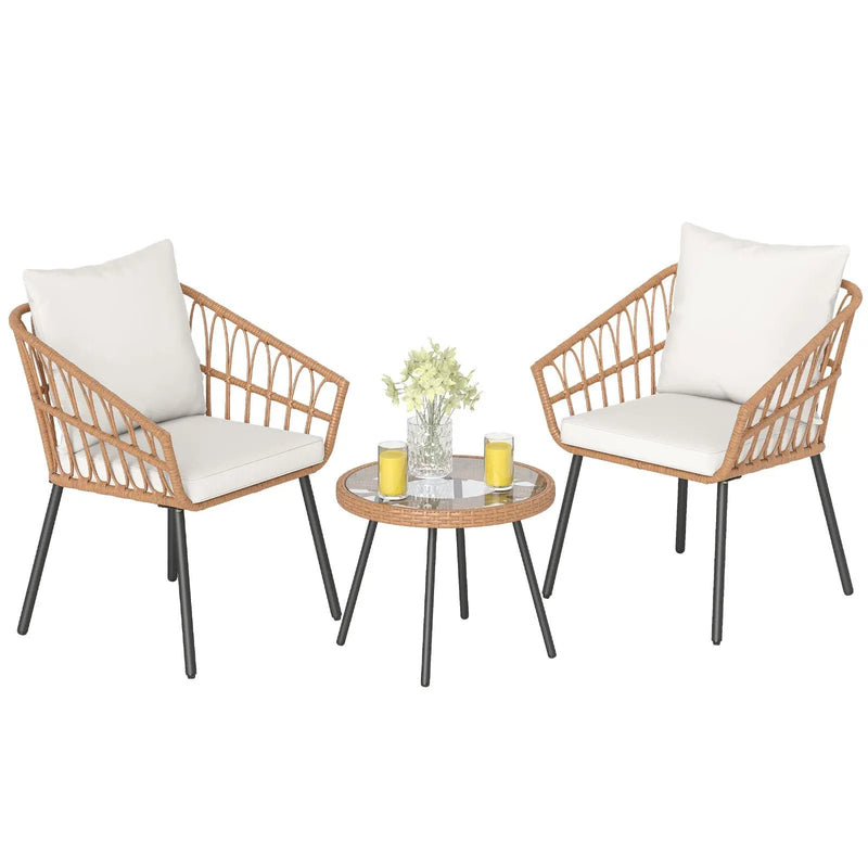 3 Piece Patio Bistro Set with Heavy Duty Metal Frame-Beige by DirectDeals