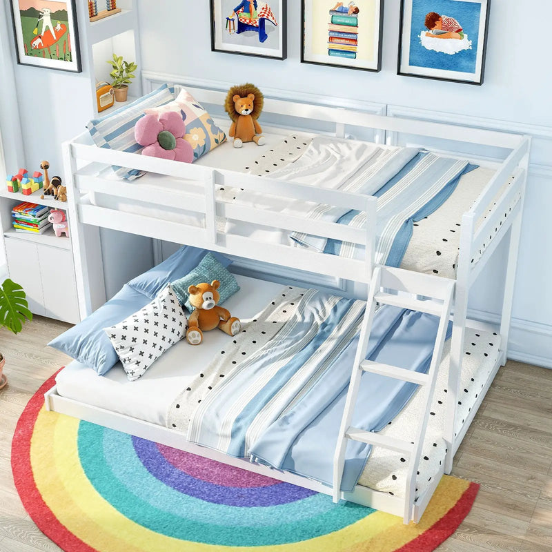 Twin Over Full Bunk Bed Low Floor Bunk Bed Frame by DirectDeals