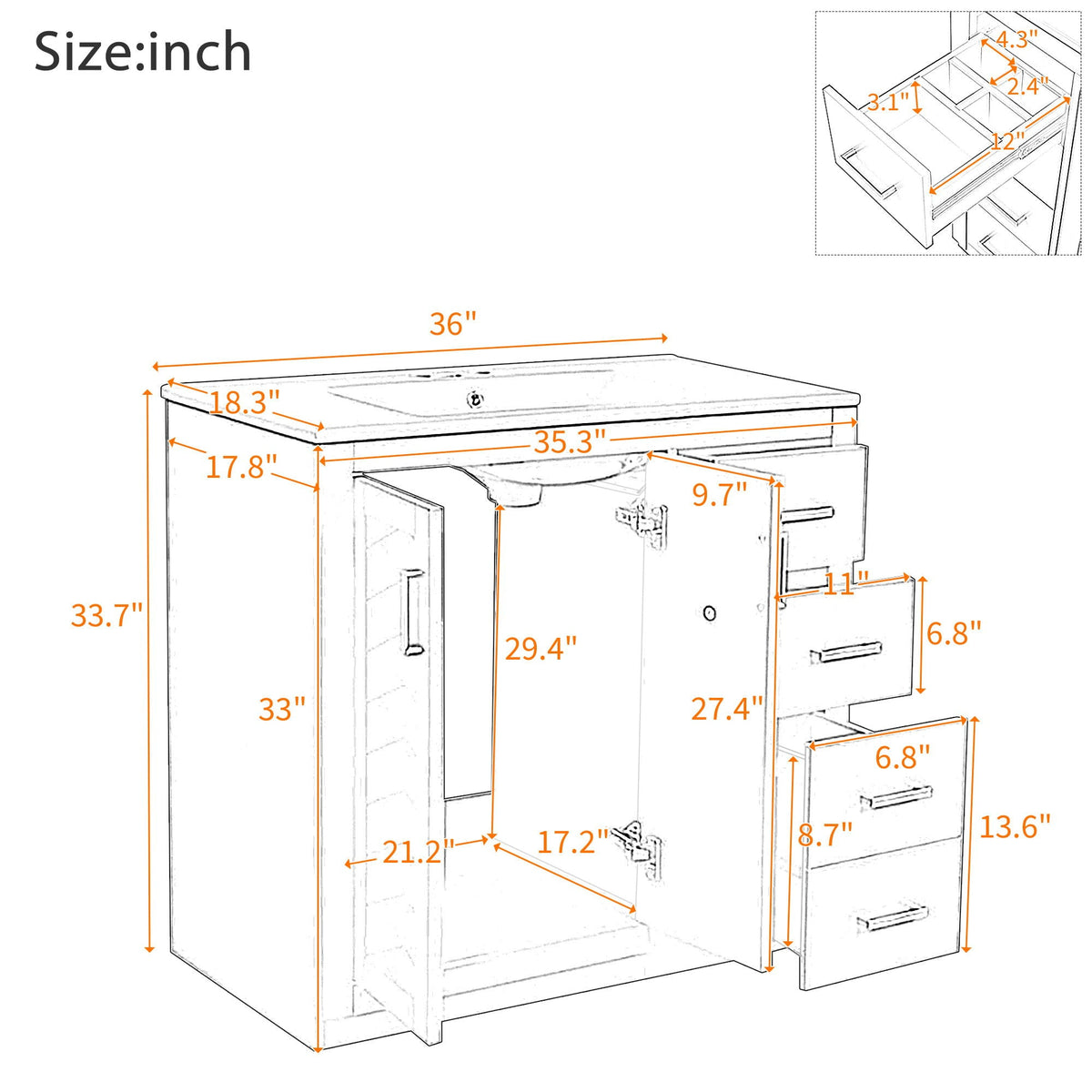 Bathroom Vanity With Sink Combo, Storage Cabinet, Freestanding Set, photo 10 of 31
